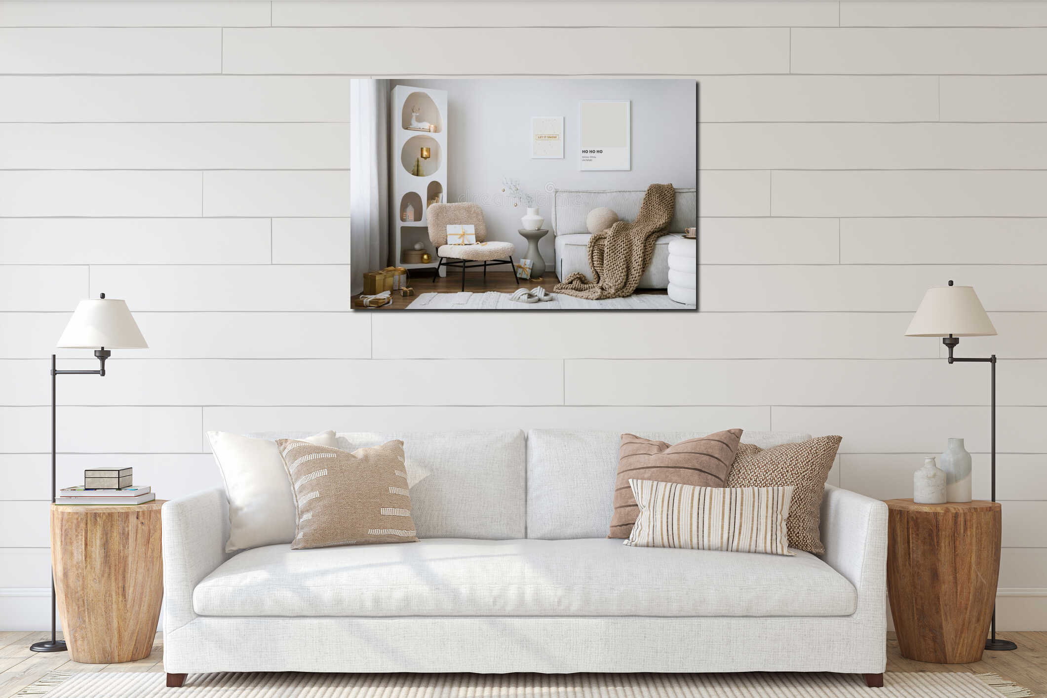Canvas hanging interior mockup