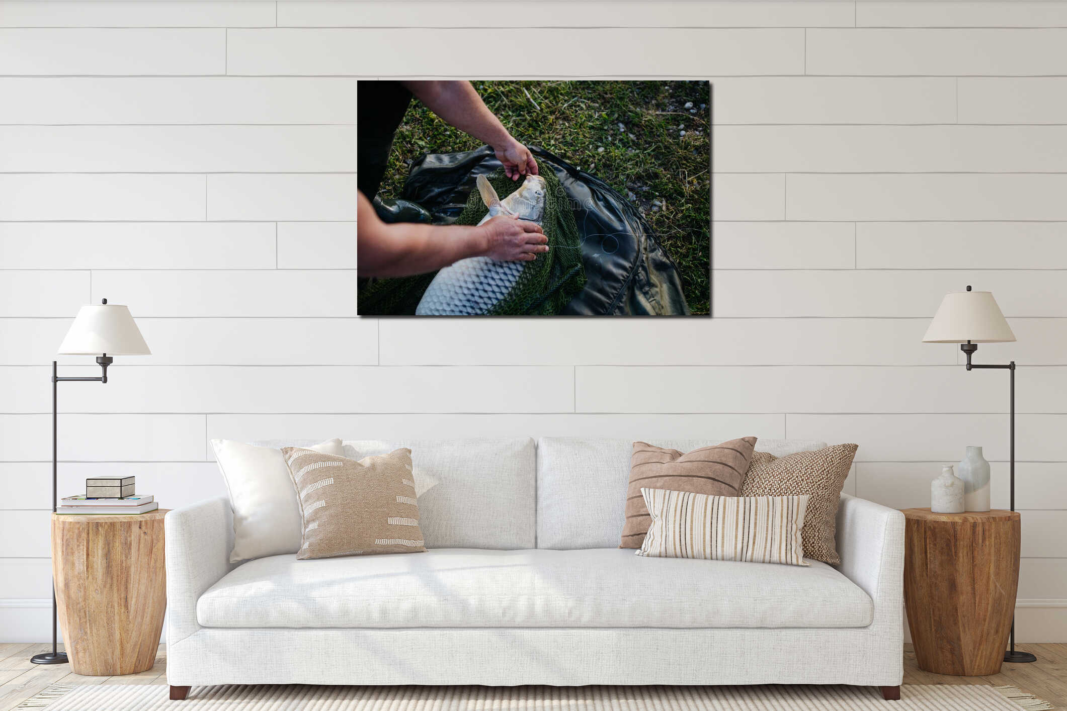 Canvas hanging interior mockup