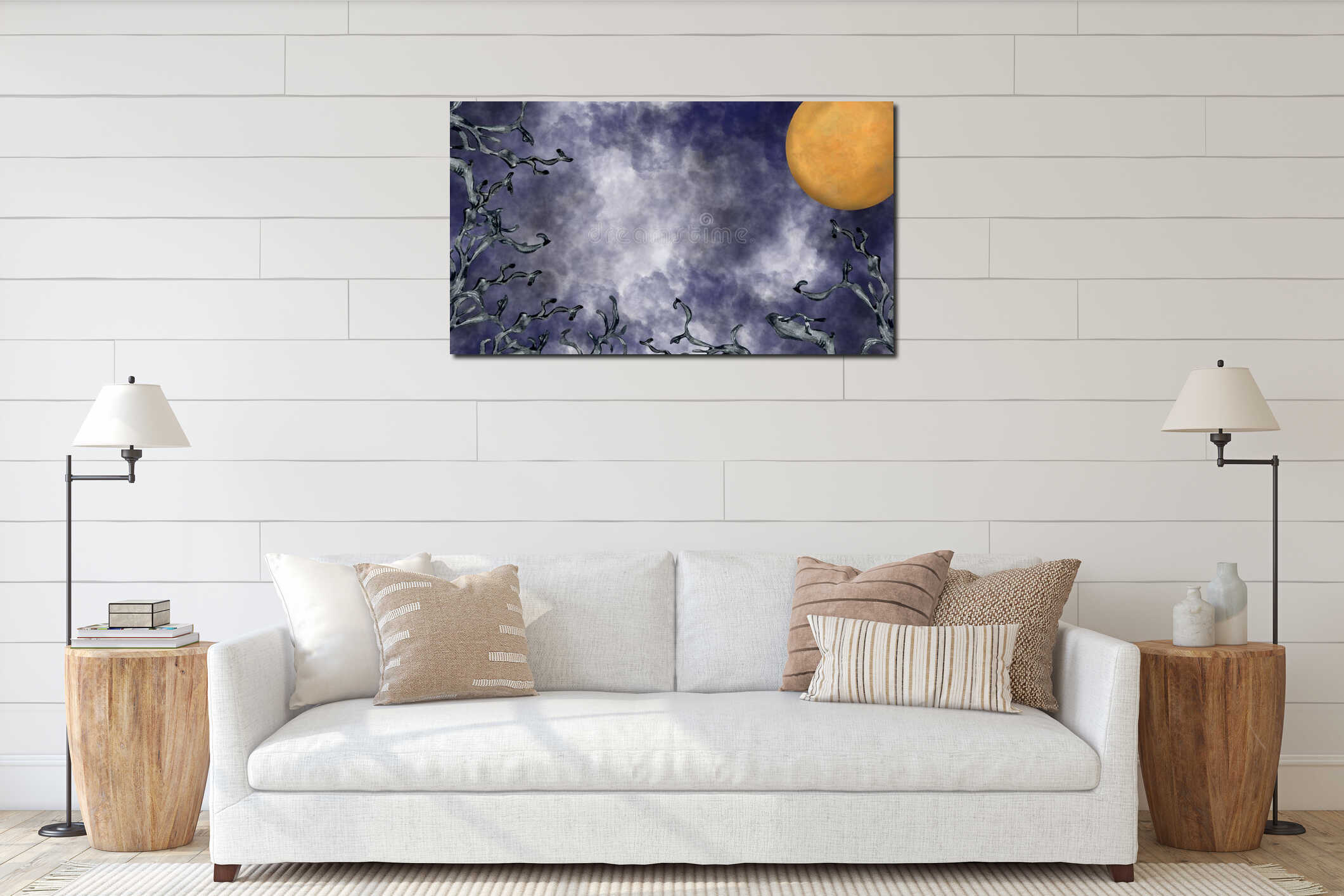 Canvas hanging interior mockup