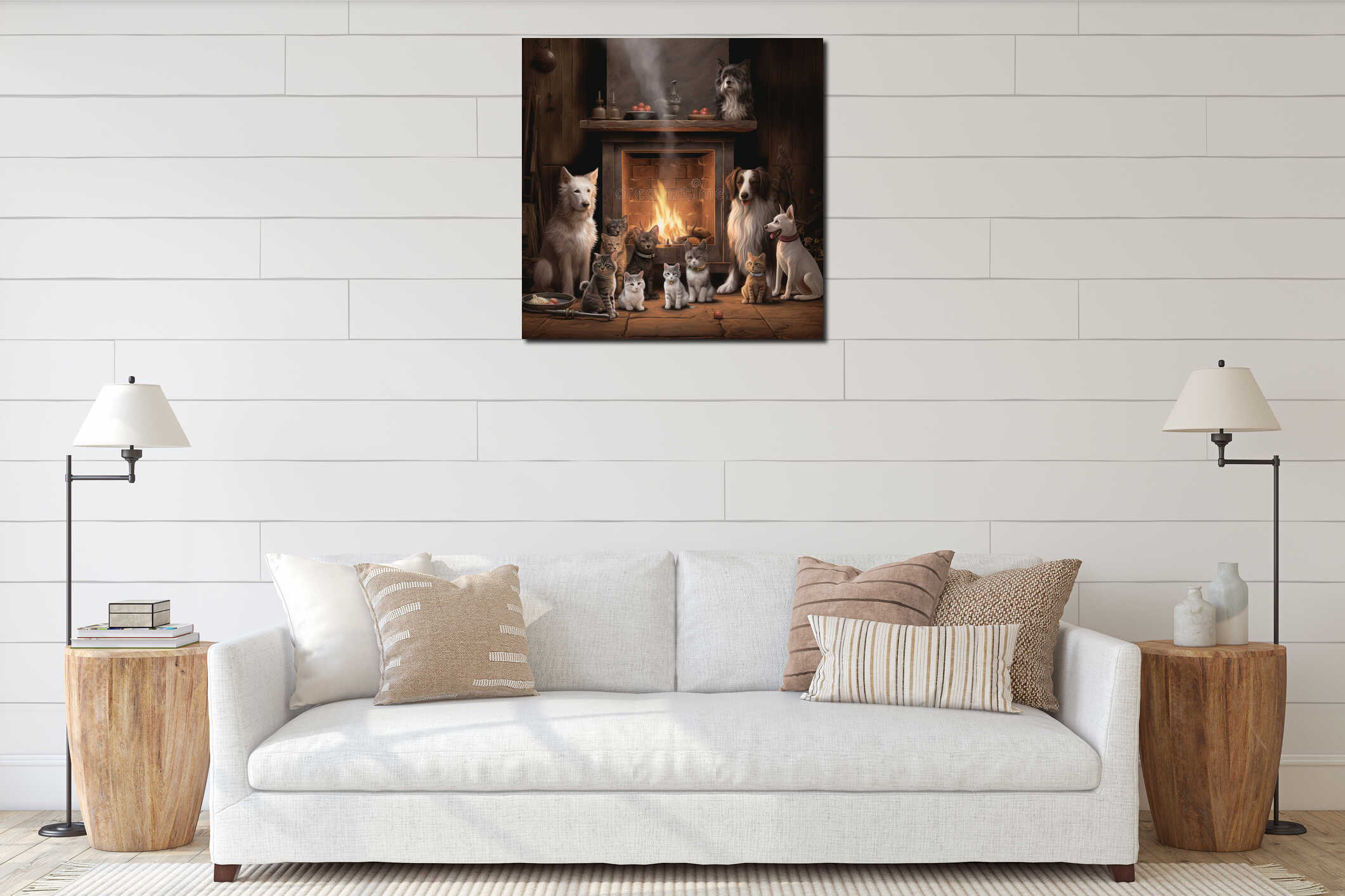 Canvas hanging interior mockup