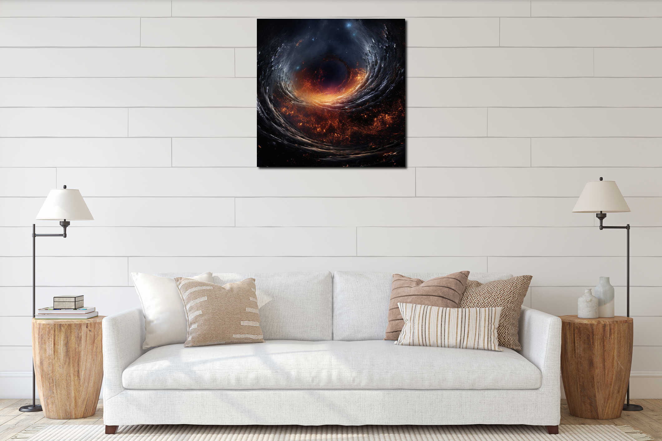 Canvas hanging interior mockup