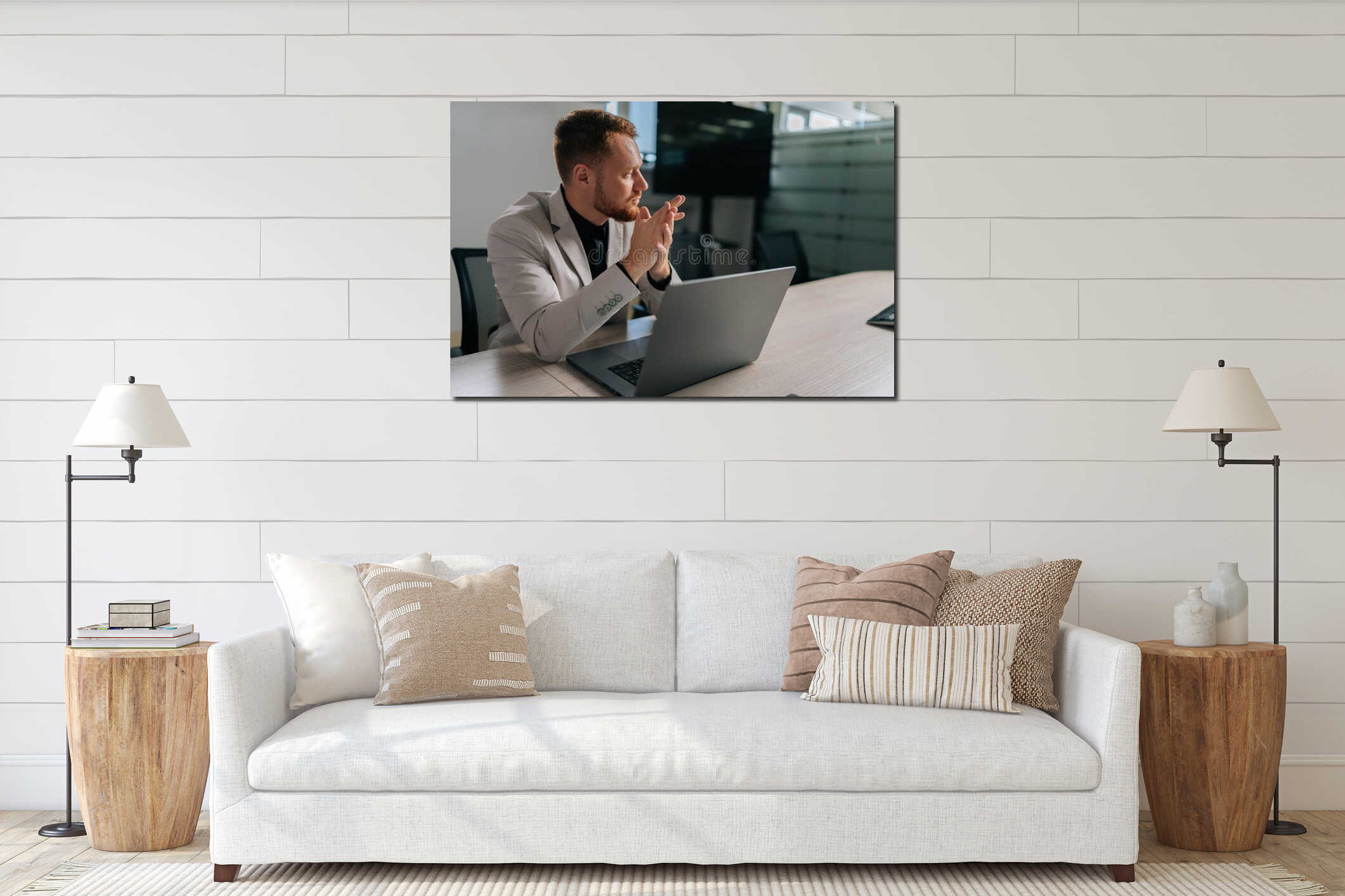 Canvas hanging interior mockup