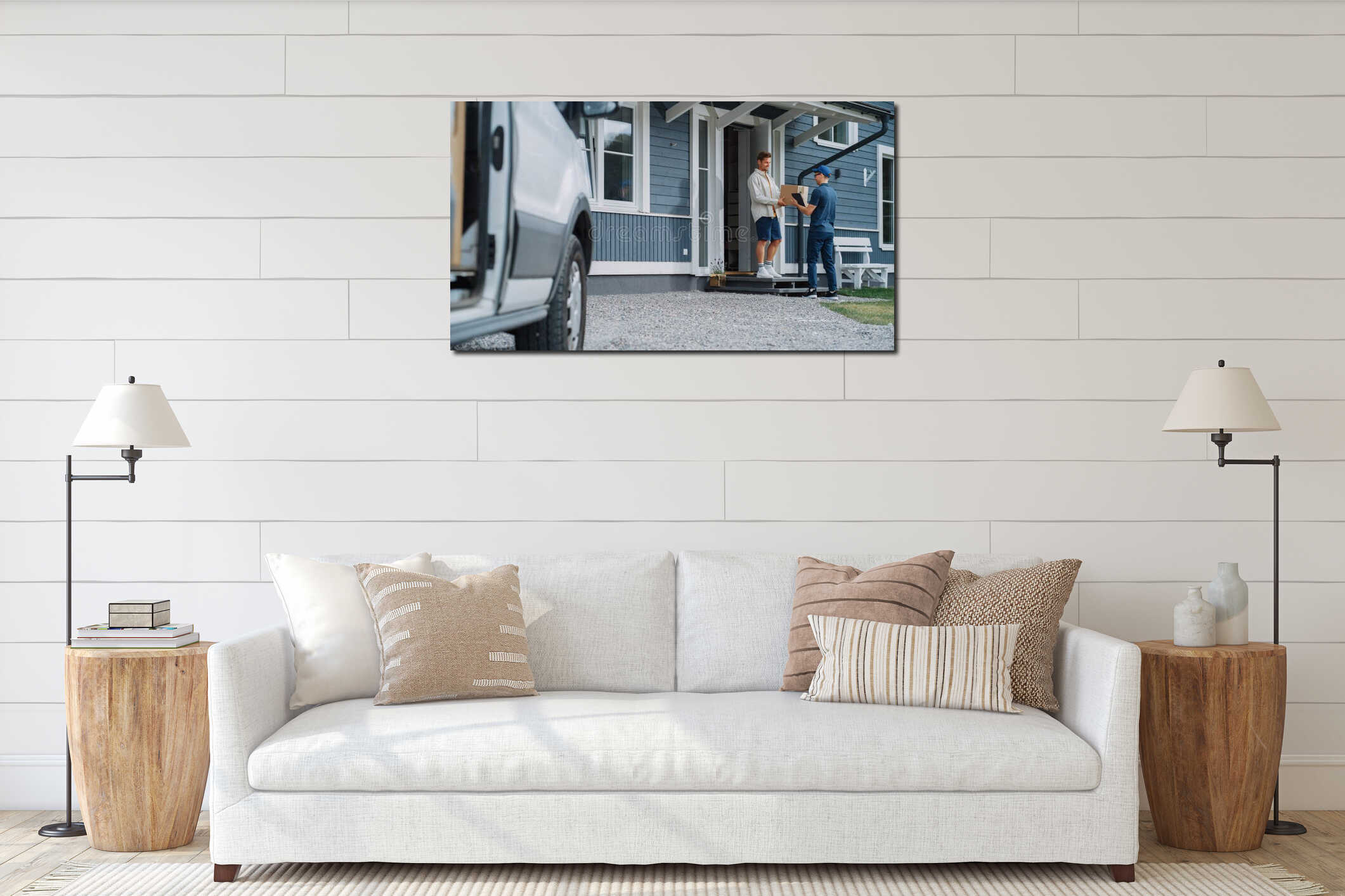 Canvas hanging interior mockup