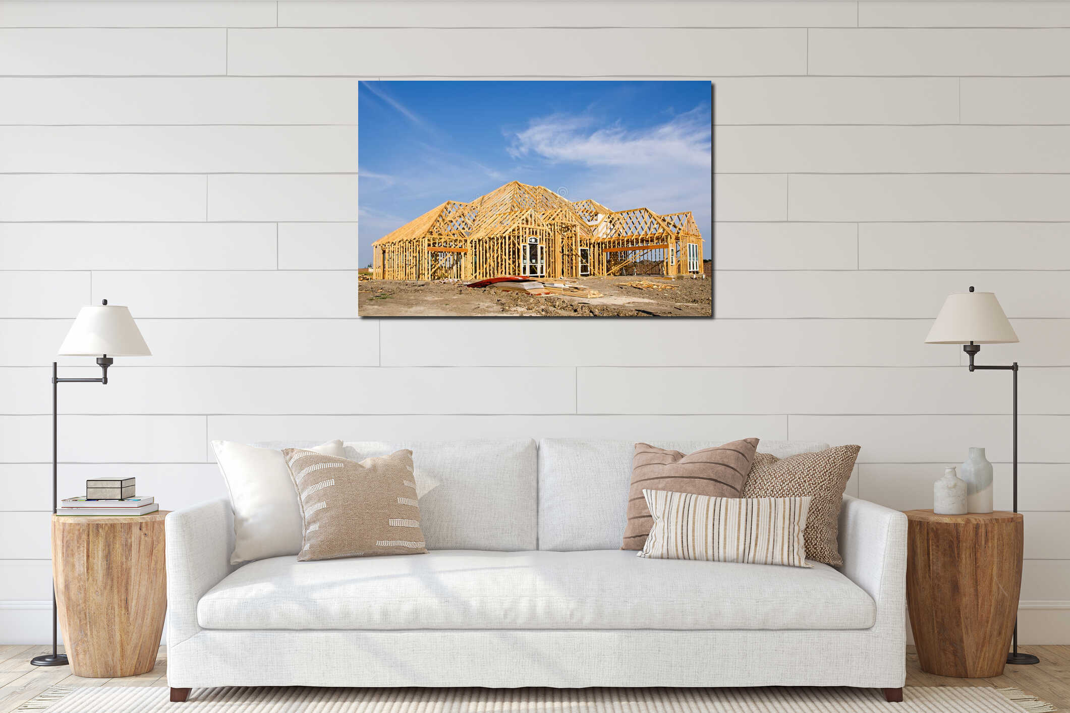 Canvas hanging interior mockup