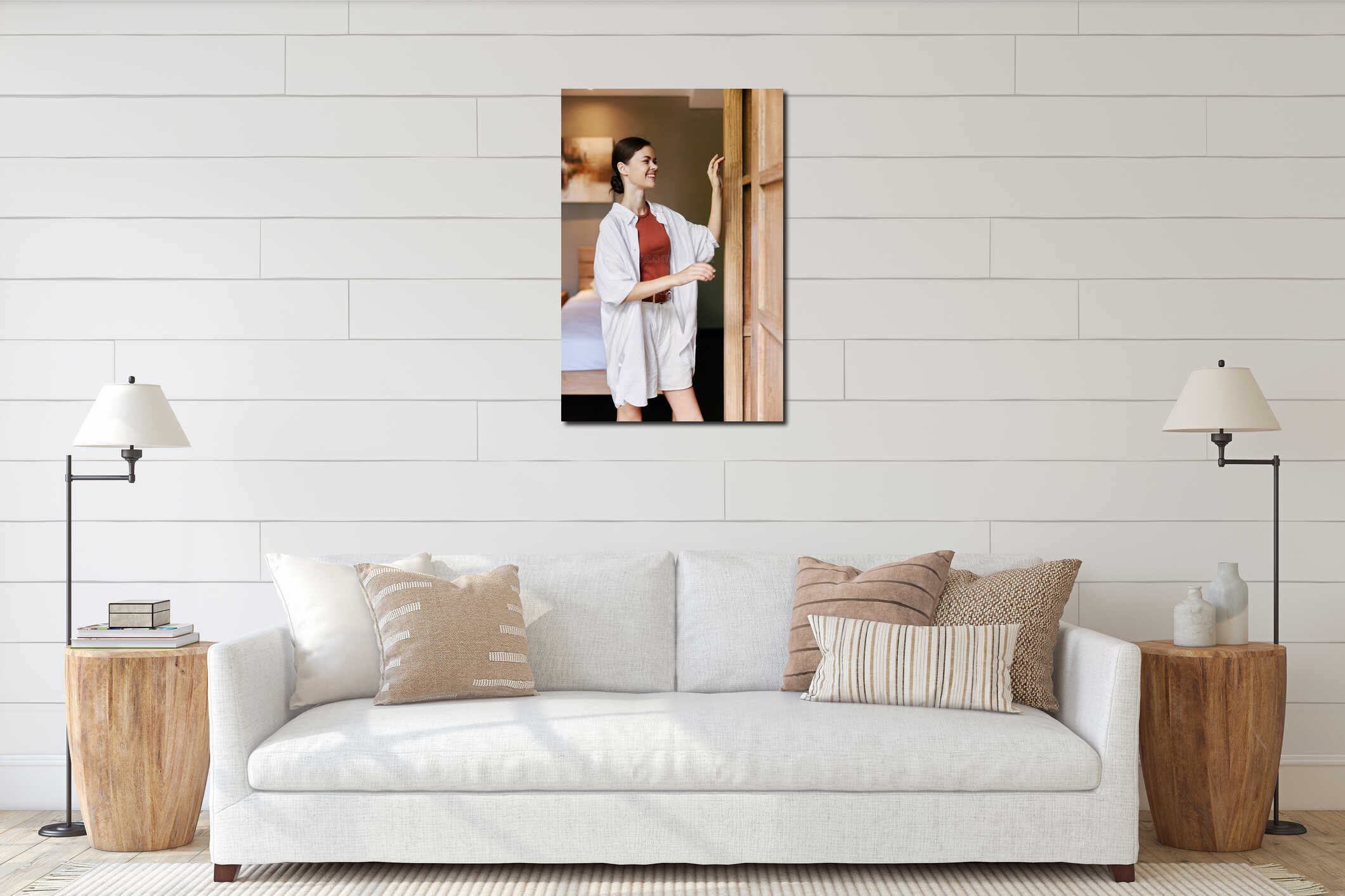 Canvas hanging interior mockup
