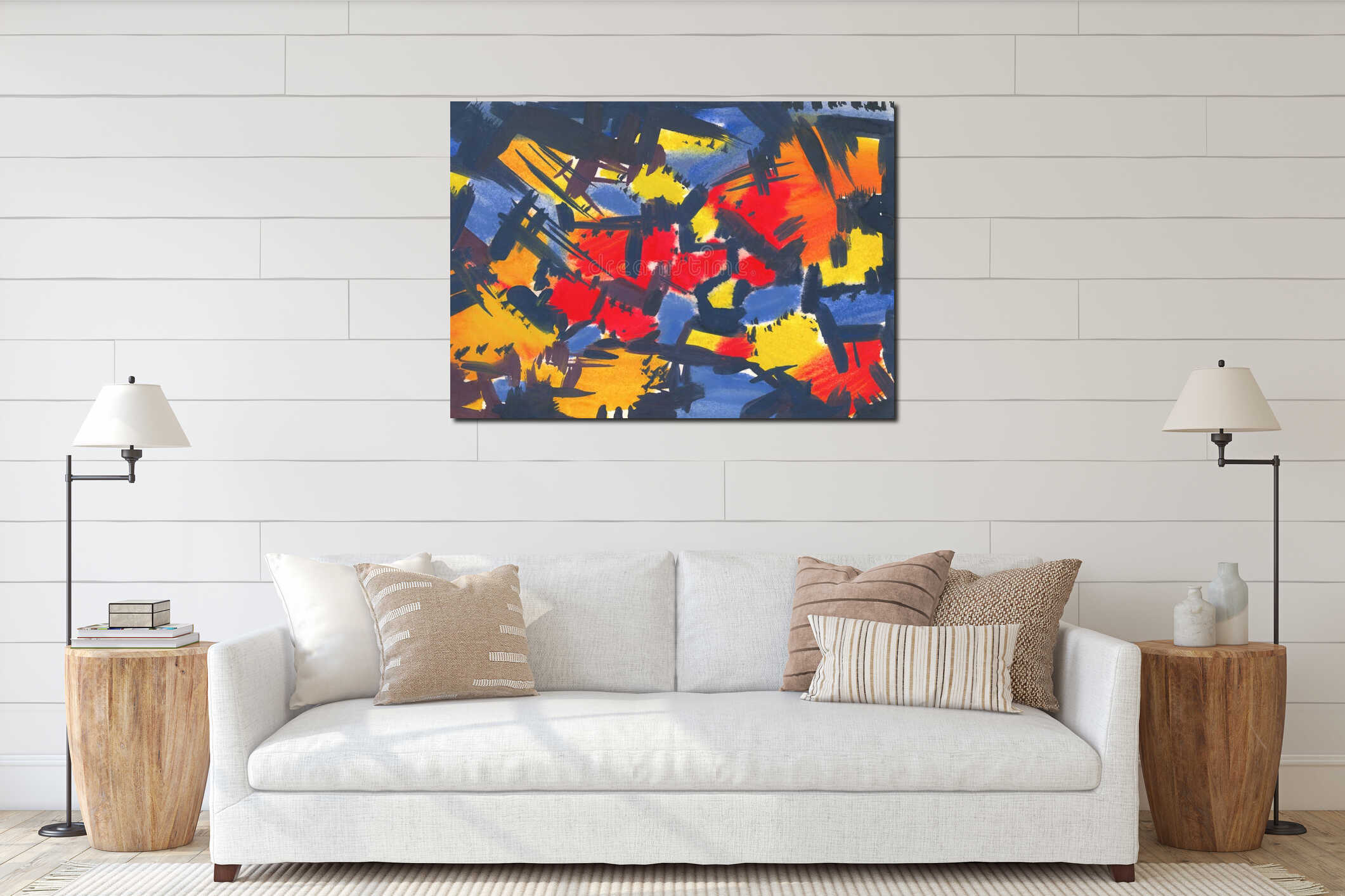 Canvas hanging interior mockup