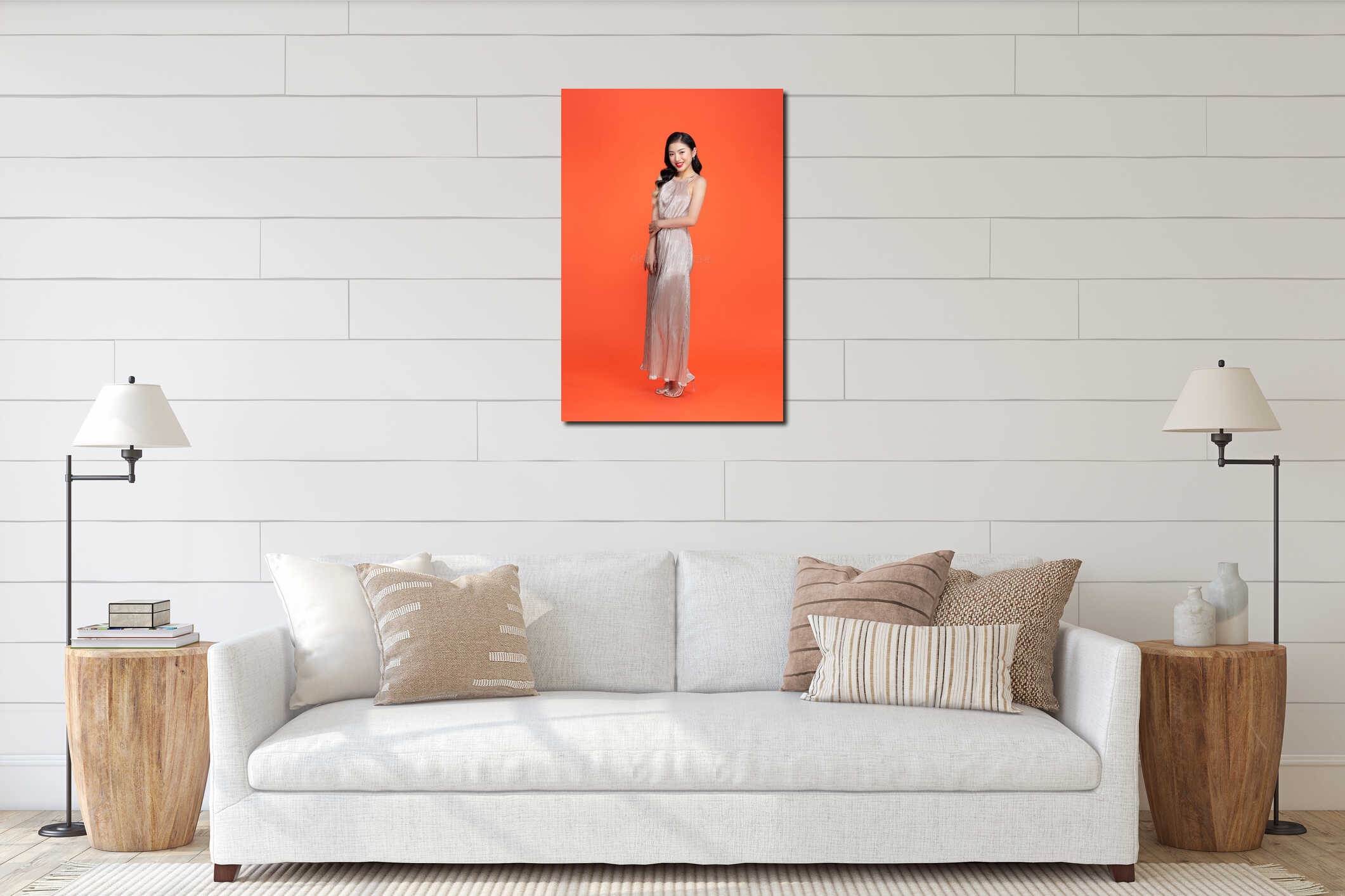 Canvas hanging interior mockup