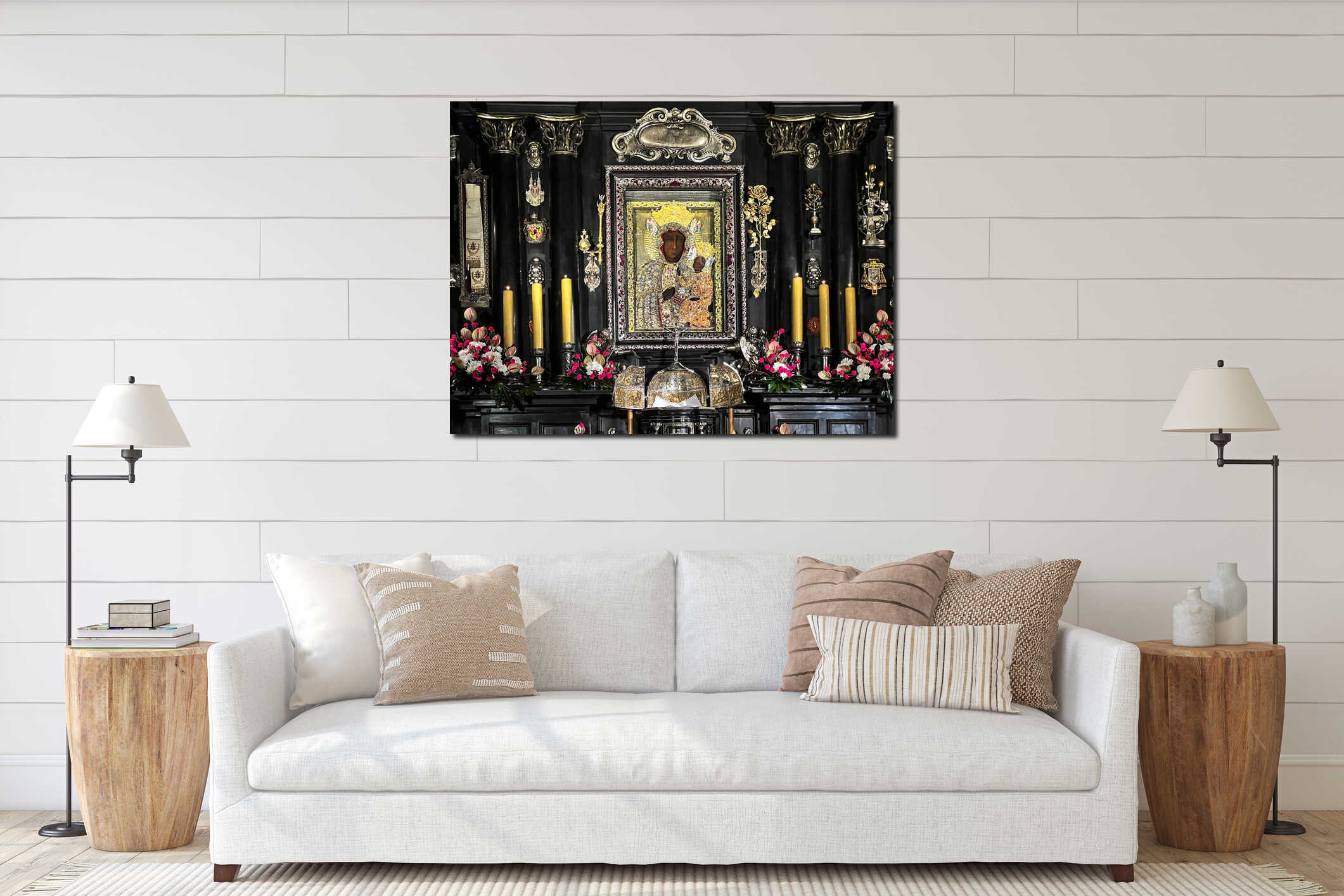 Canvas hanging interior mockup