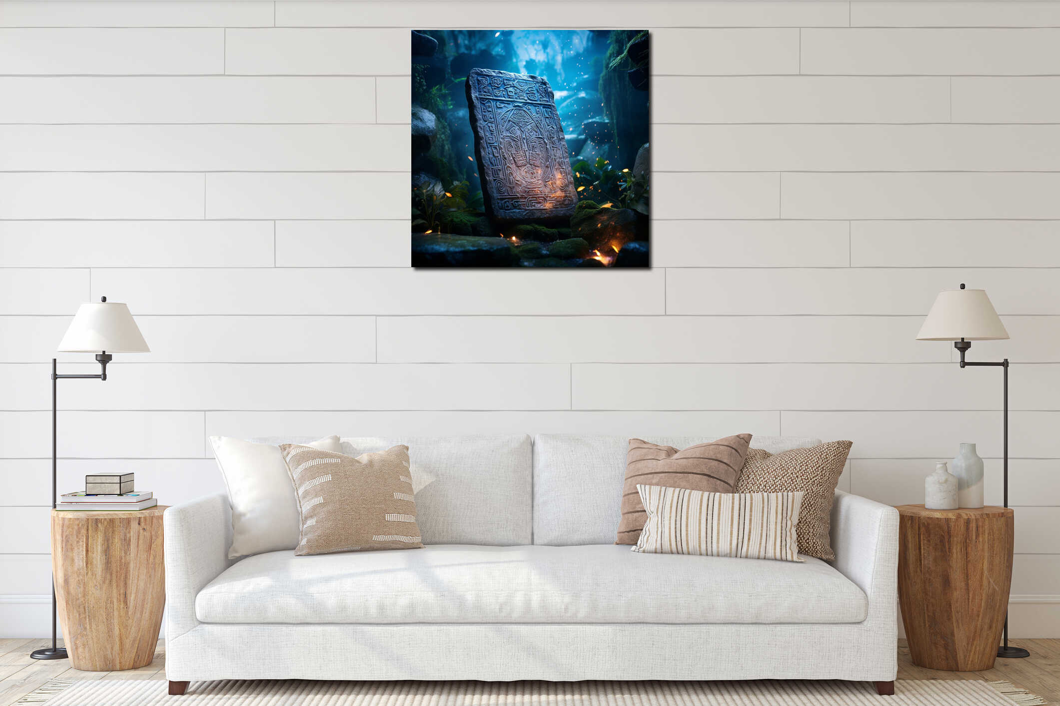 Canvas hanging interior mockup