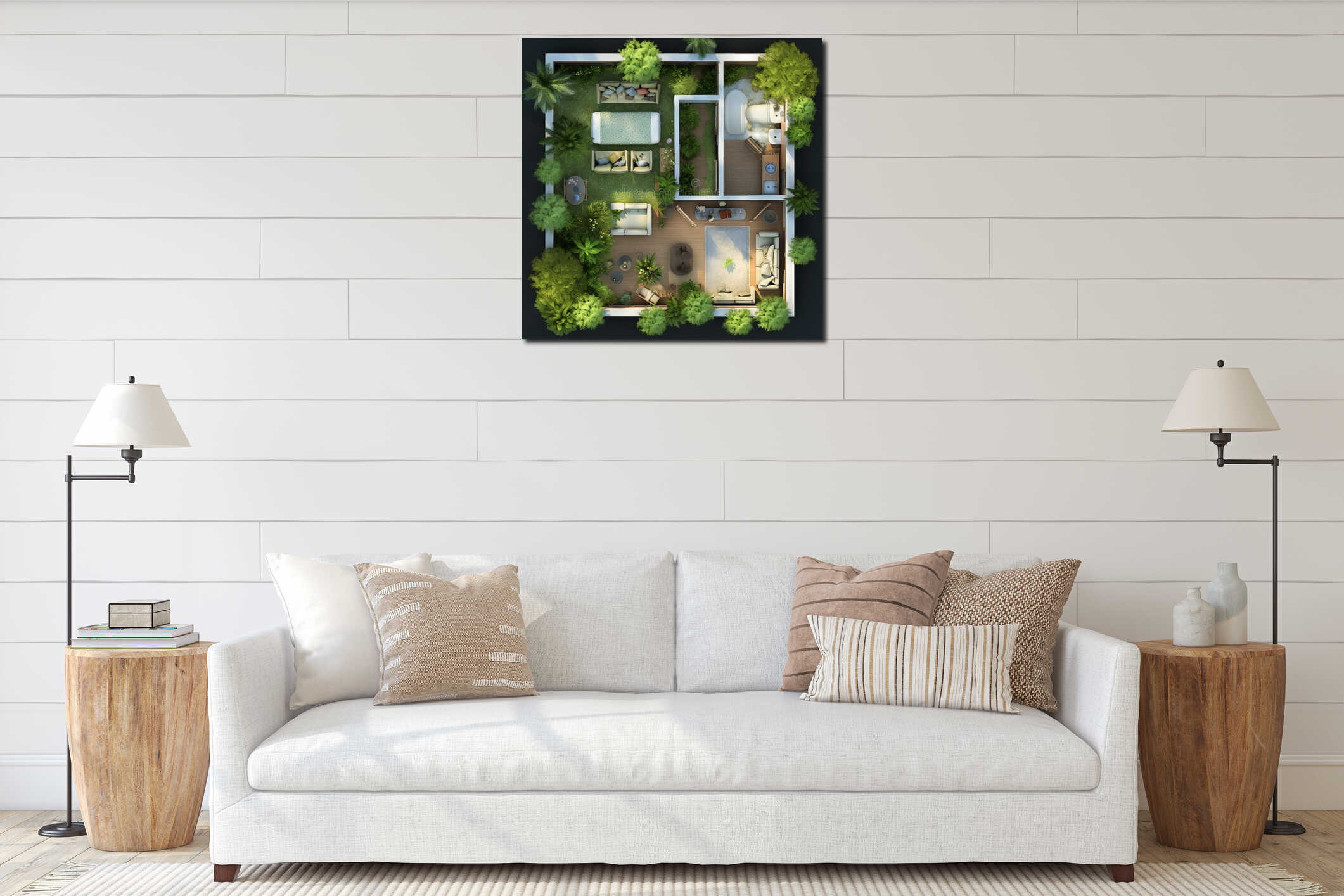 Canvas hanging interior mockup