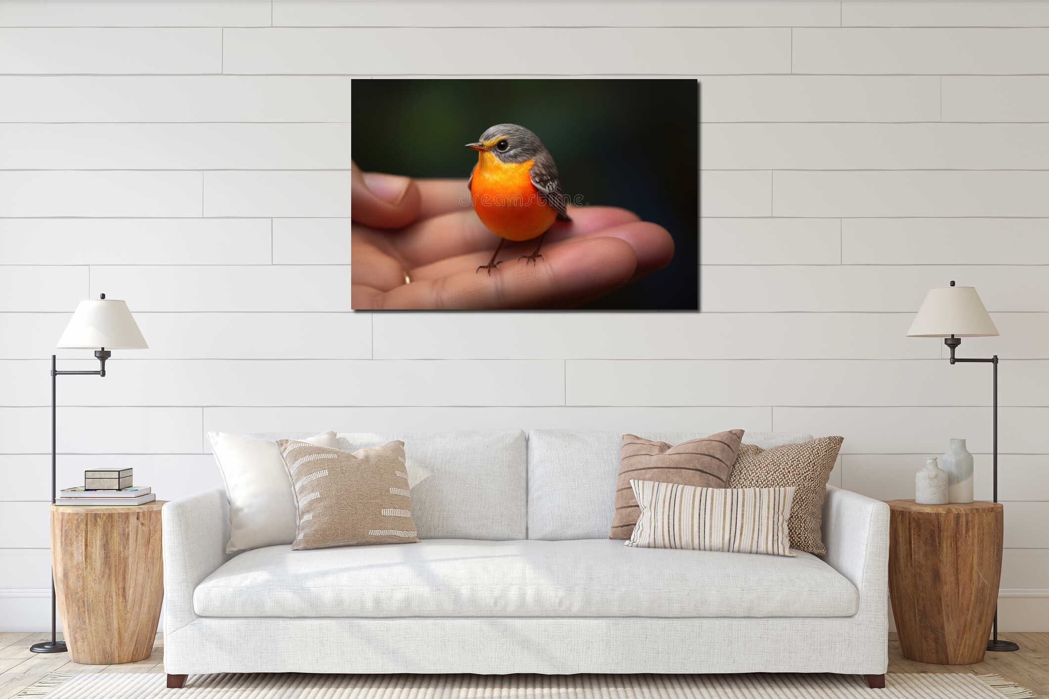 Canvas hanging interior mockup