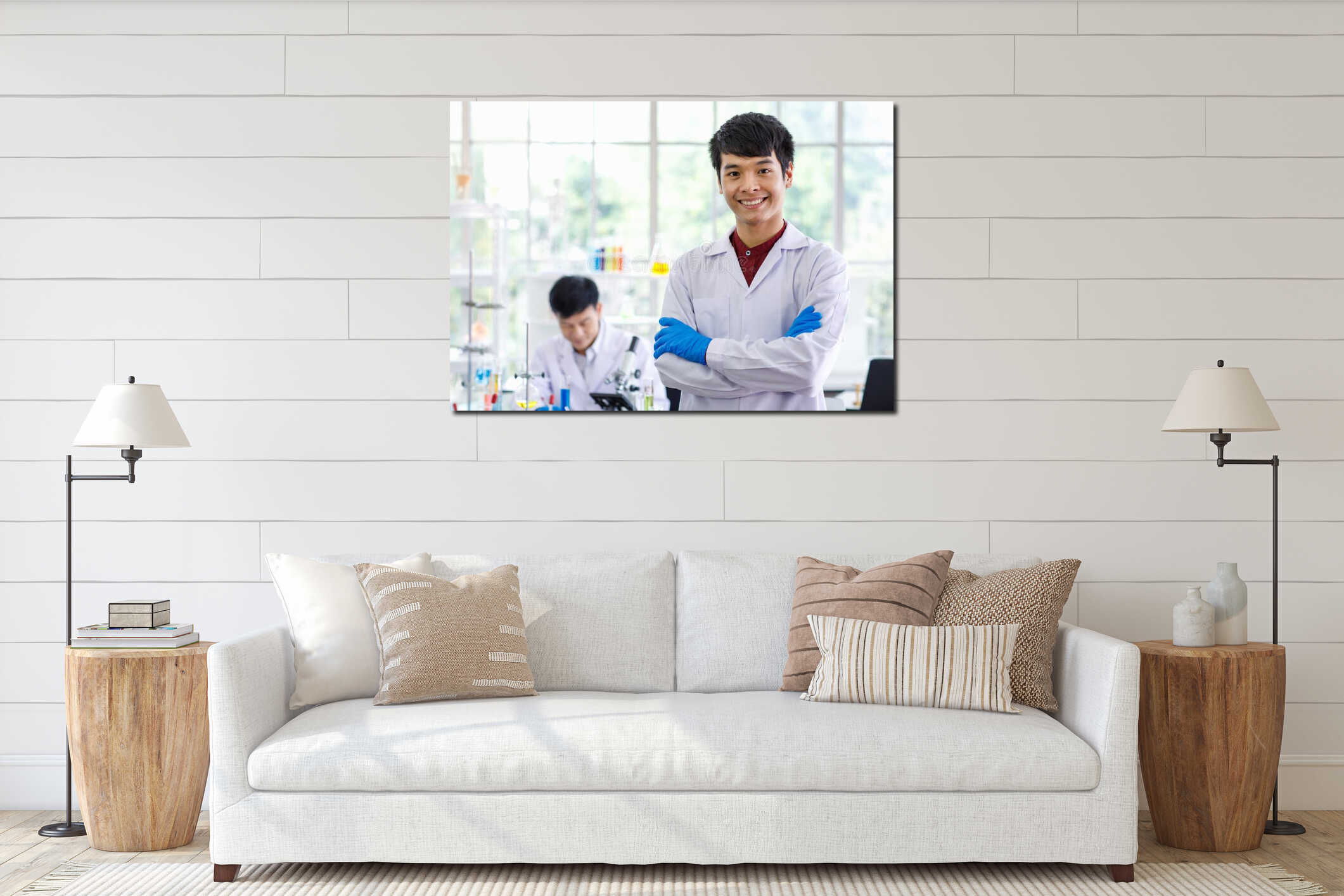 Canvas hanging interior mockup