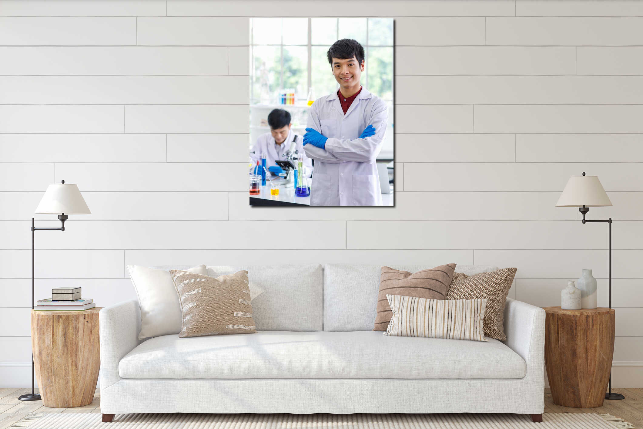 Canvas hanging interior mockup