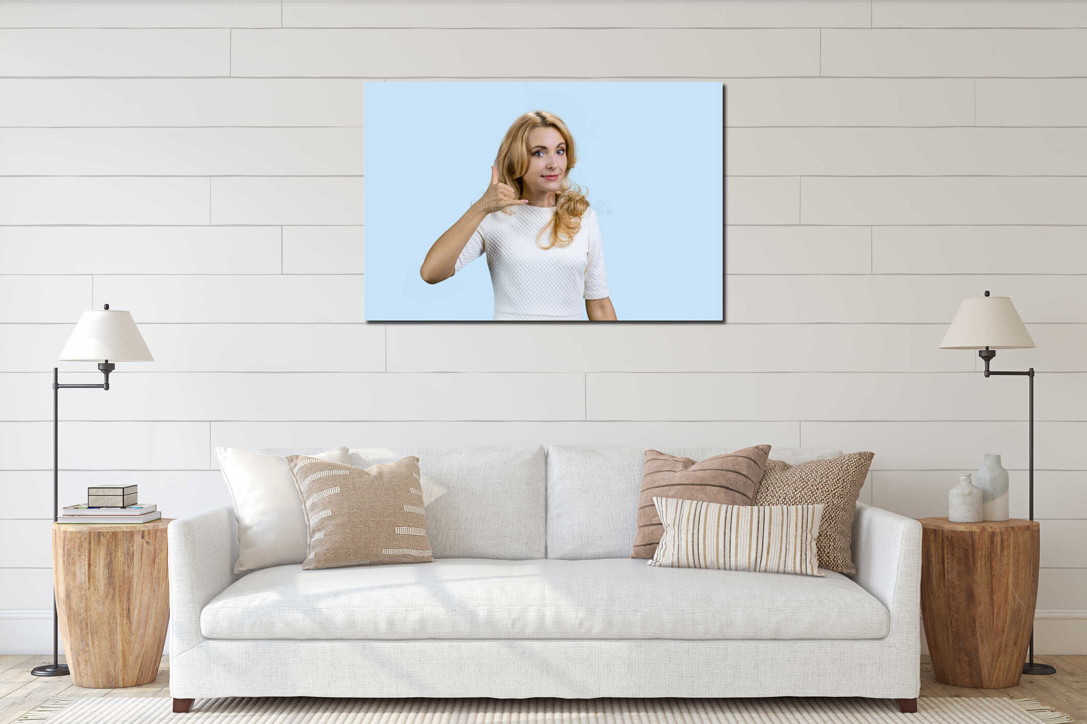 Canvas hanging interior mockup