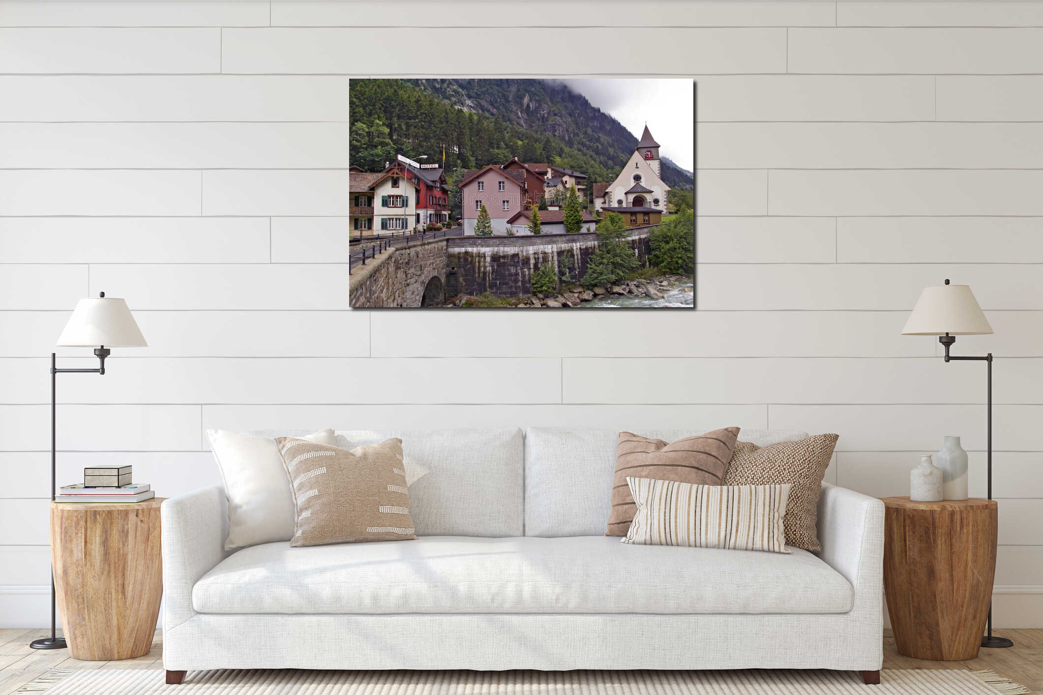 Canvas hanging interior mockup