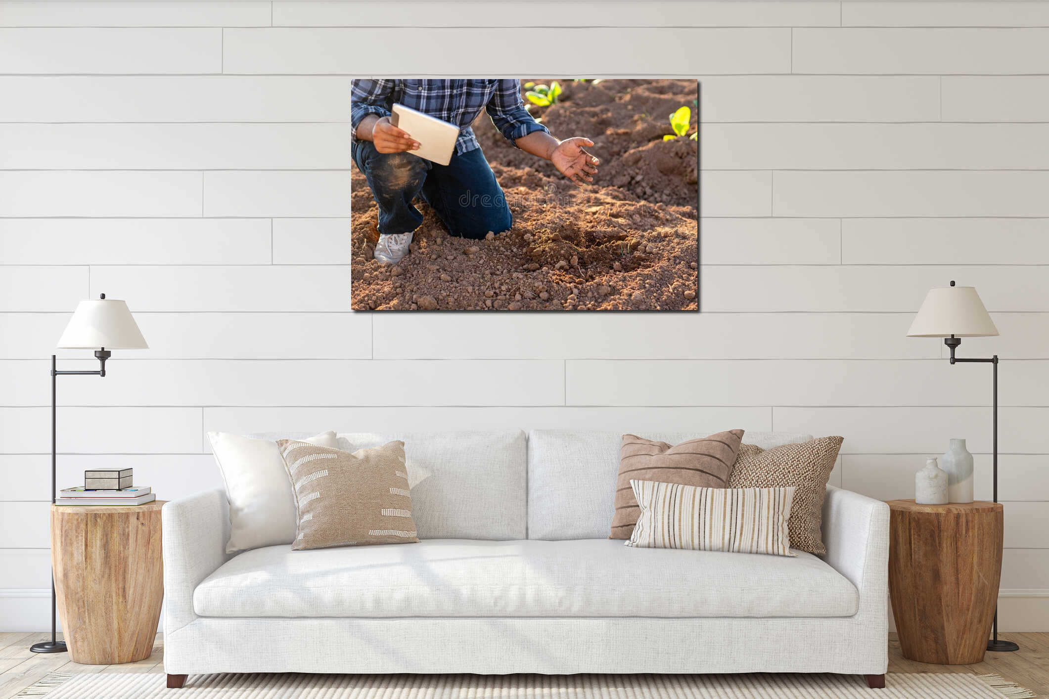 Canvas hanging interior mockup