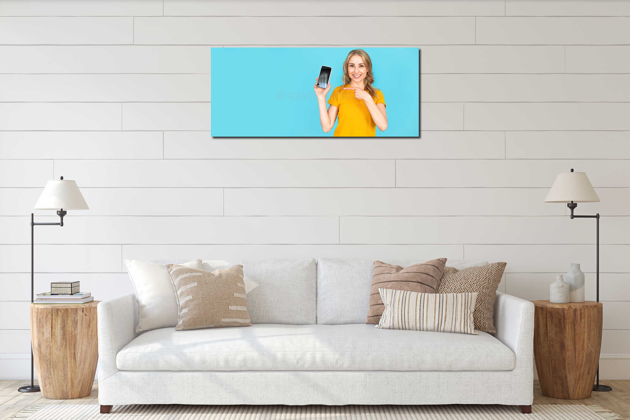 Canvas hanging interior mockup