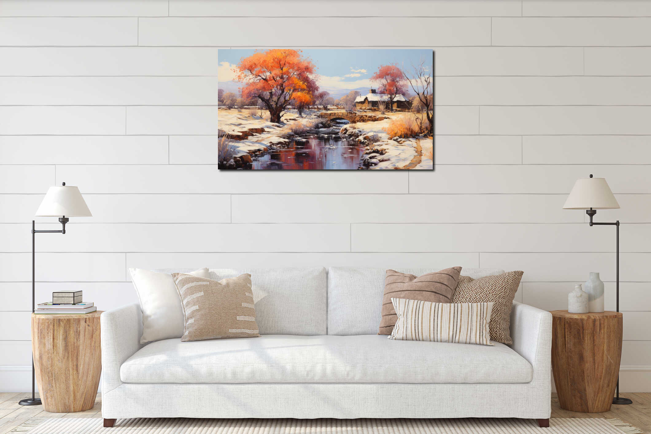 Canvas hanging interior mockup