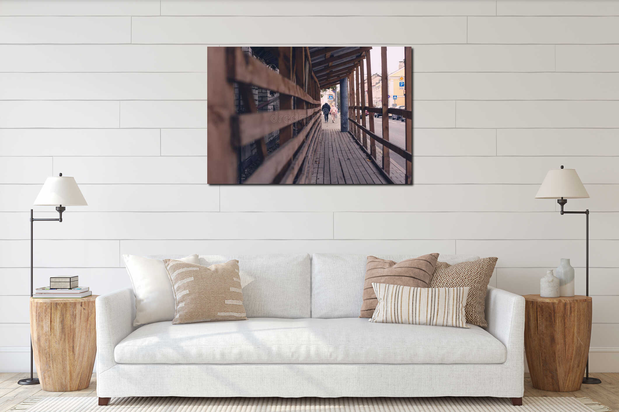 Canvas hanging interior mockup
