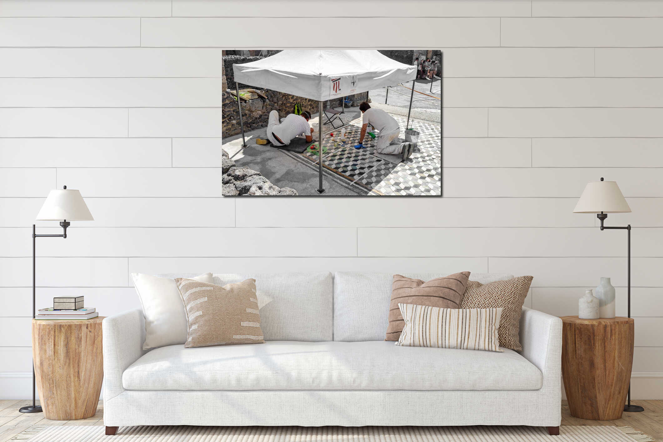 Canvas hanging interior mockup