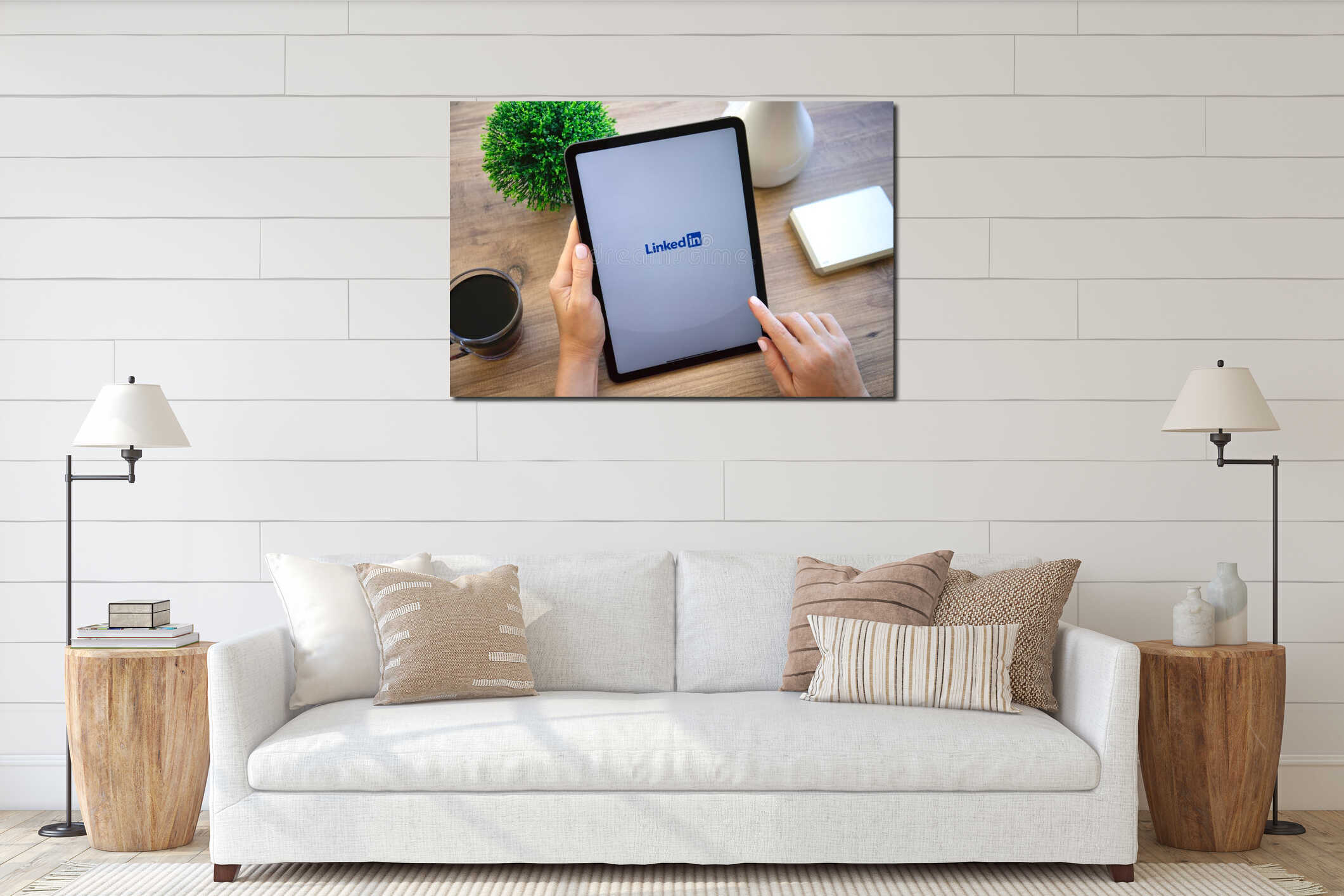 Canvas hanging interior mockup