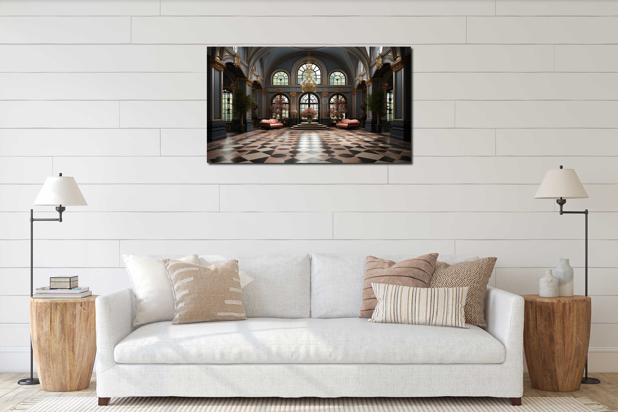 Canvas hanging interior mockup