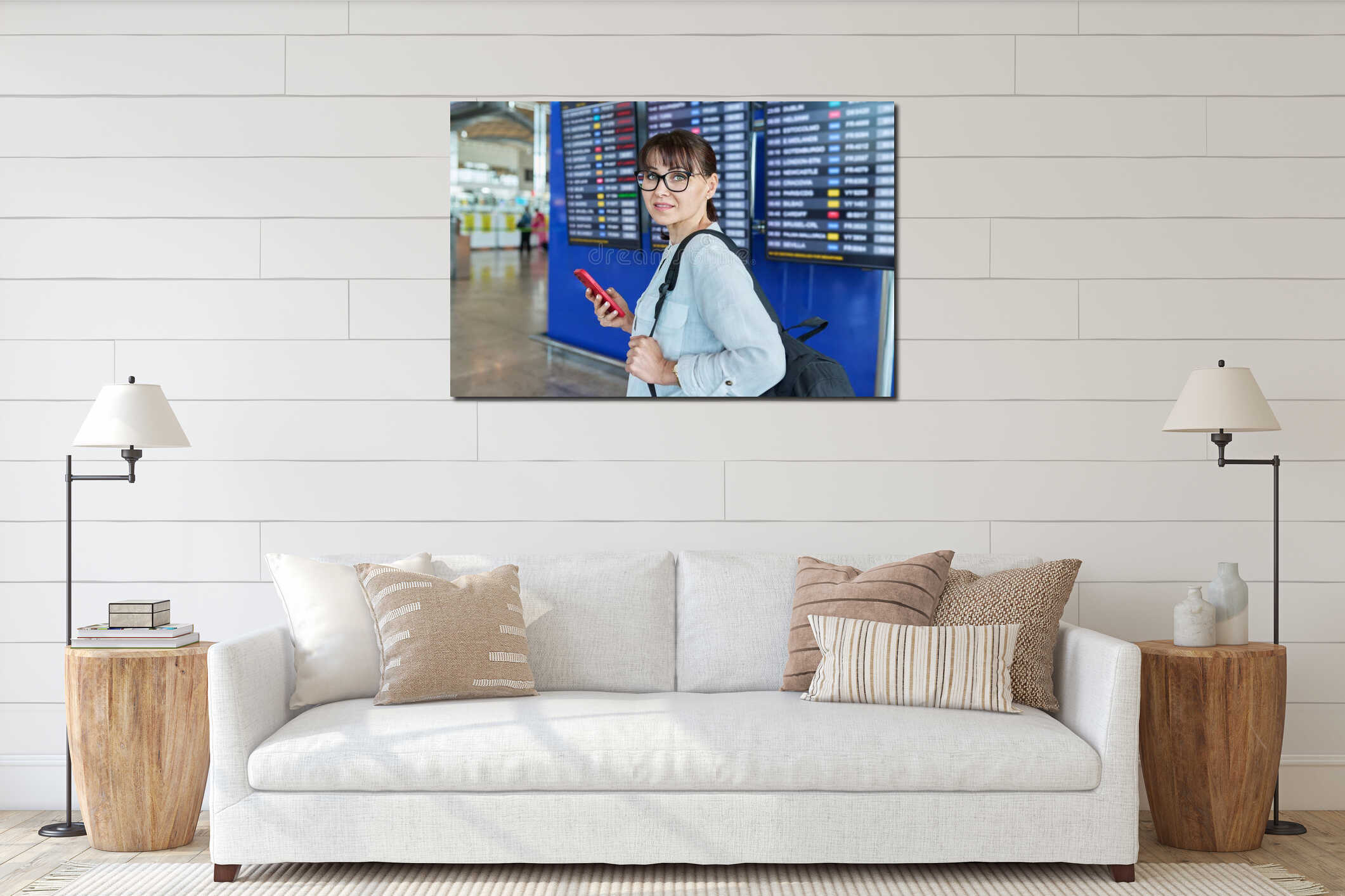 Canvas hanging interior mockup