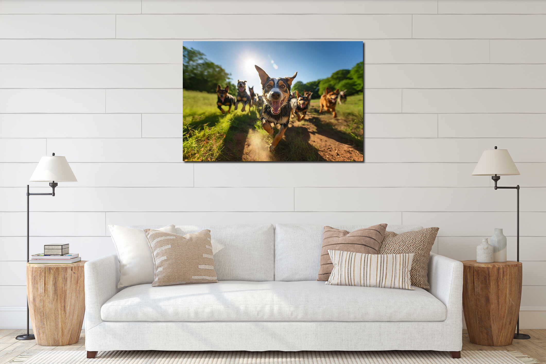 Canvas hanging interior mockup