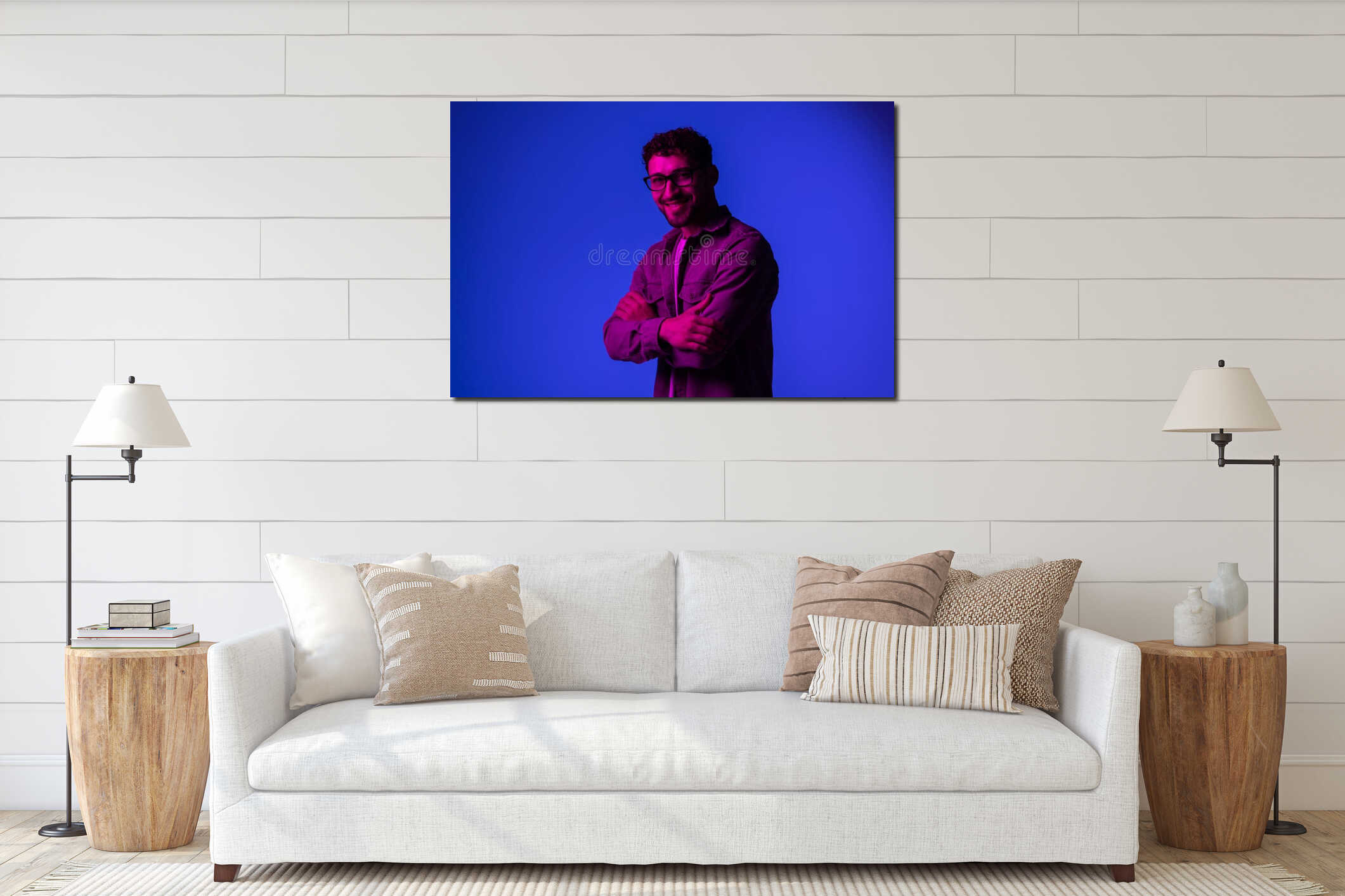 Canvas hanging interior mockup