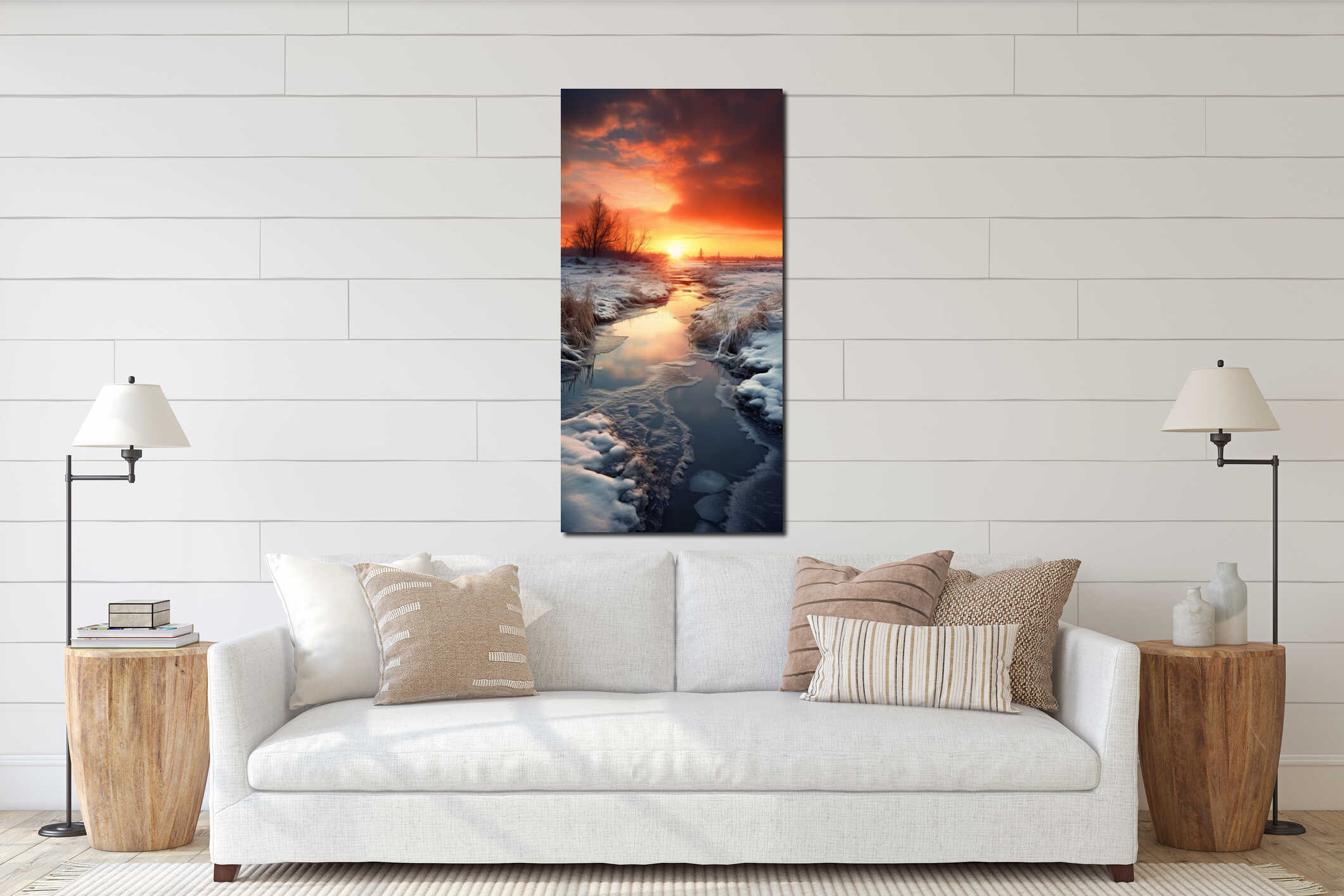 Canvas hanging interior mockup