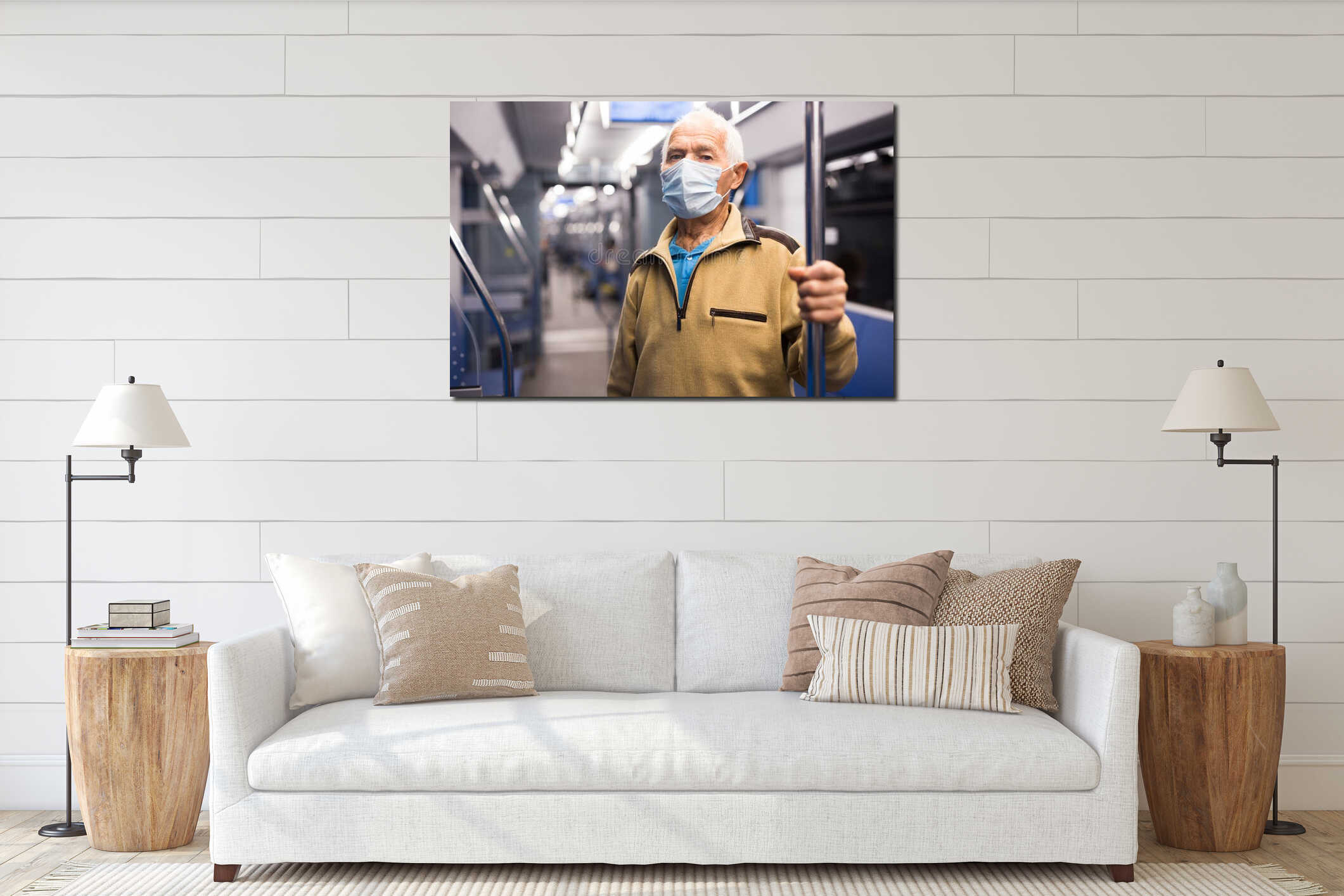 Canvas hanging interior mockup