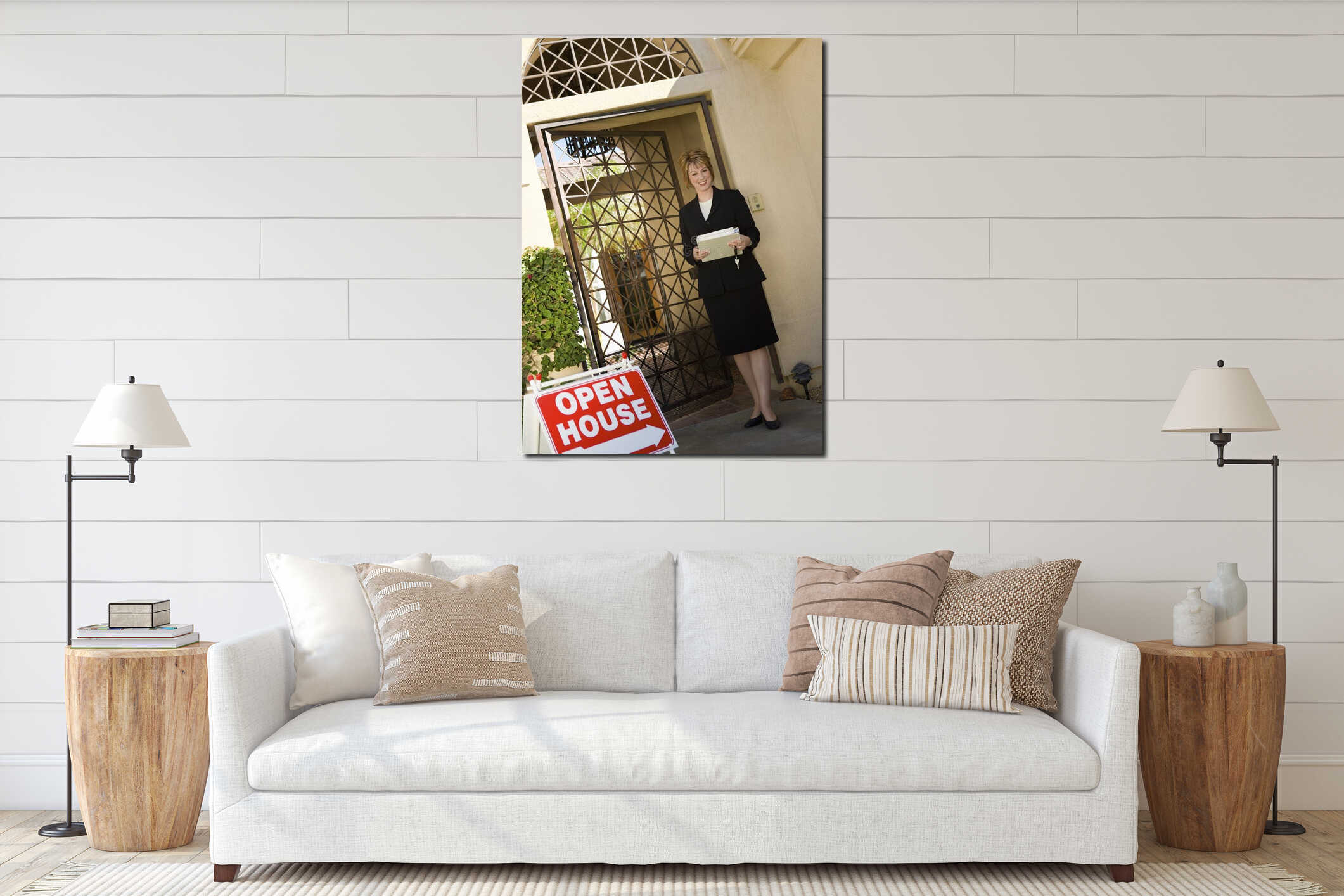 Canvas hanging interior mockup