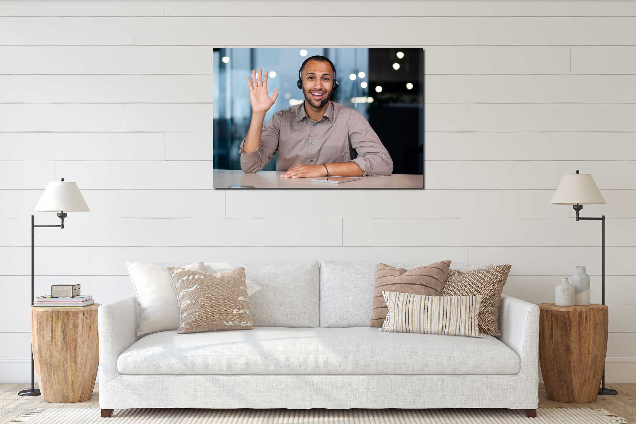 Canvas hanging interior mockup