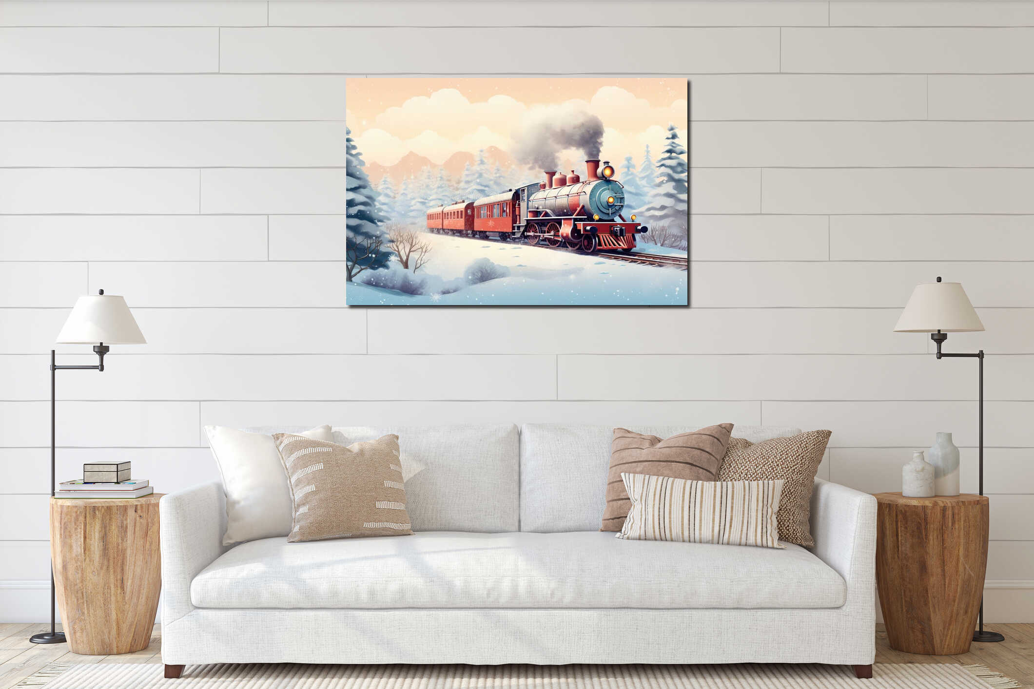 Canvas hanging interior mockup