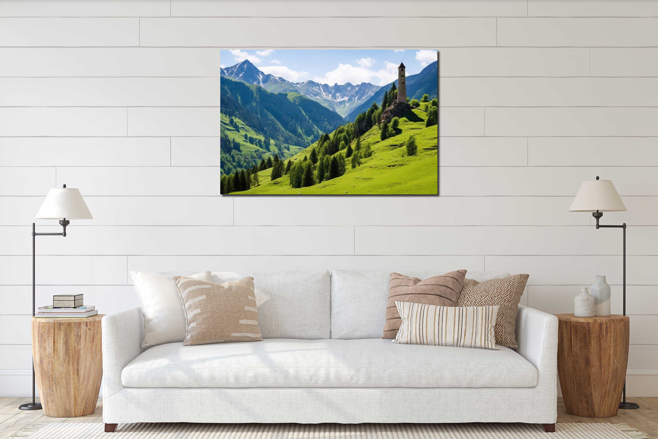 Canvas hanging interior mockup