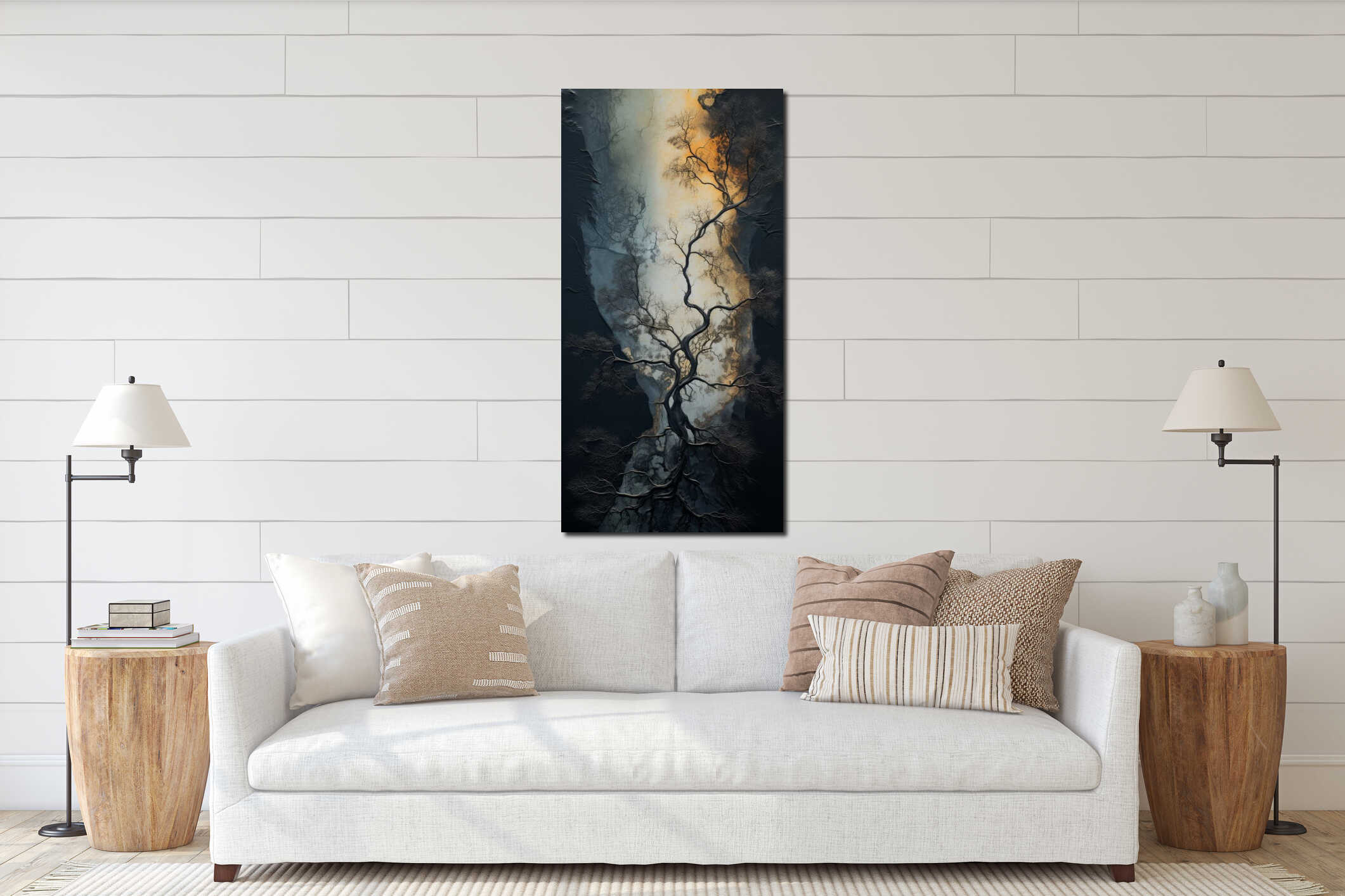 Canvas hanging interior mockup