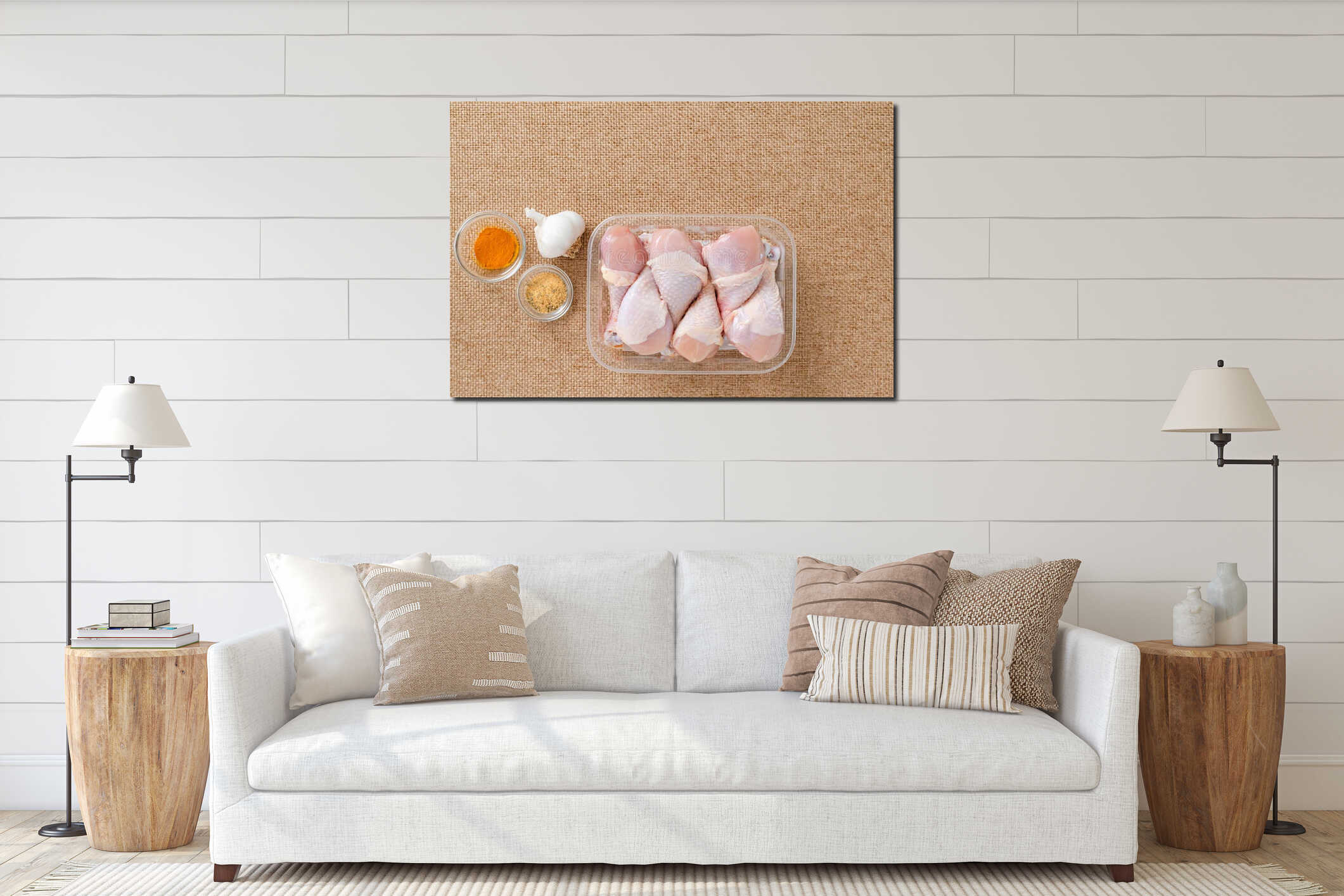 Canvas hanging interior mockup