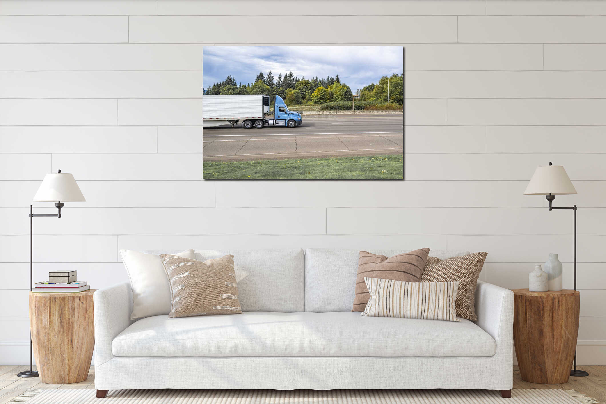 Canvas hanging interior mockup