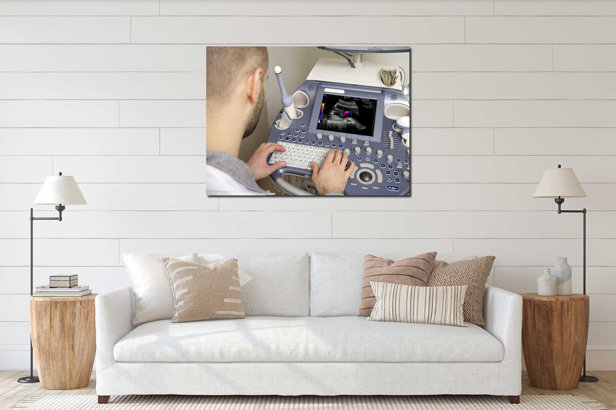 Canvas hanging interior mockup