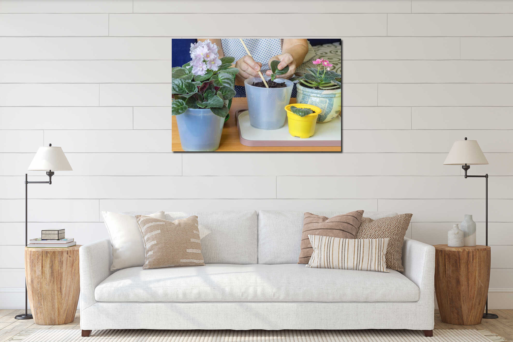 Canvas hanging interior mockup