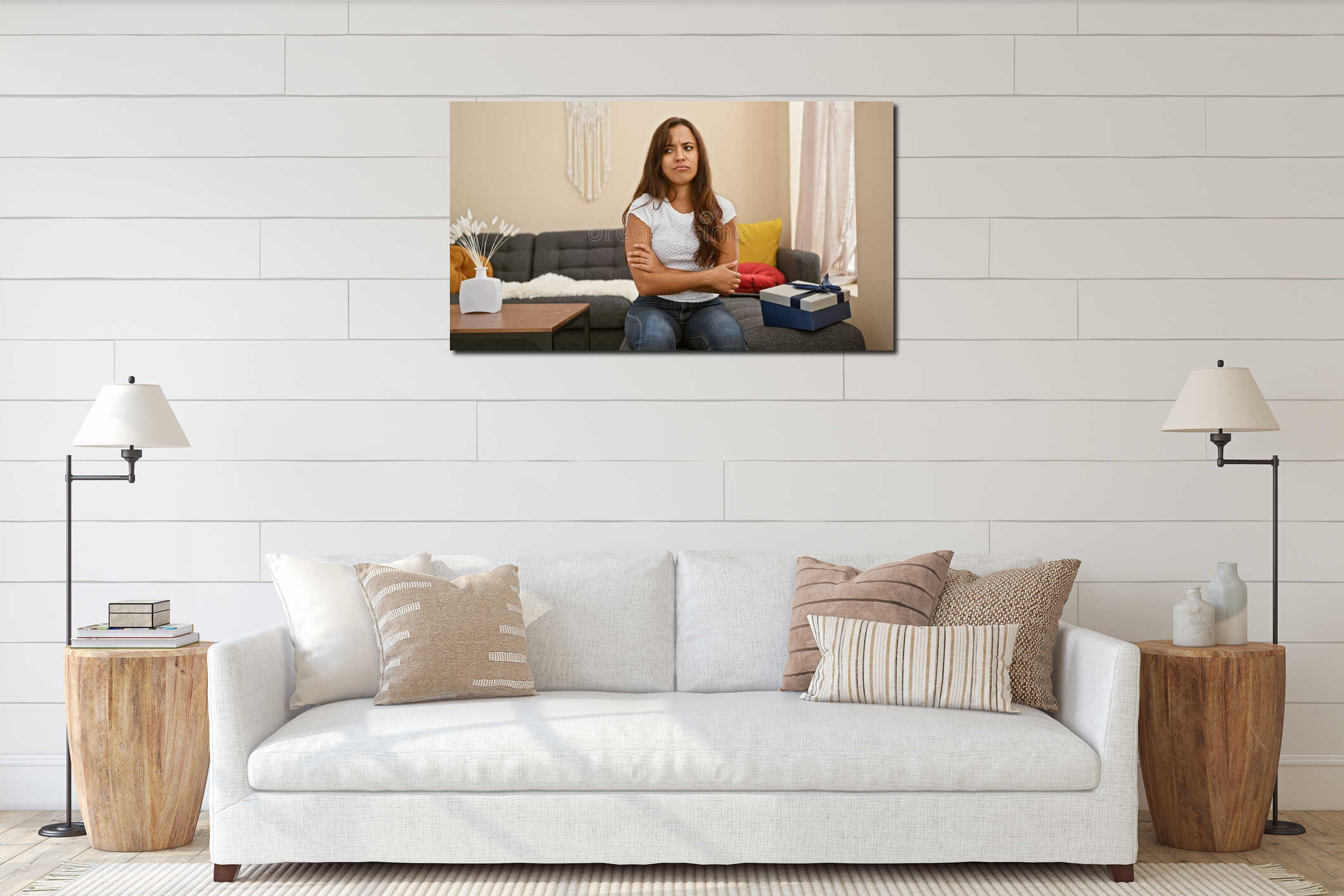 Canvas hanging interior mockup