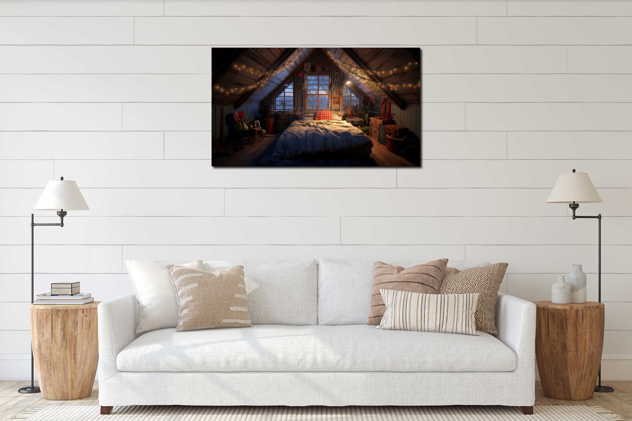 Canvas hanging interior mockup