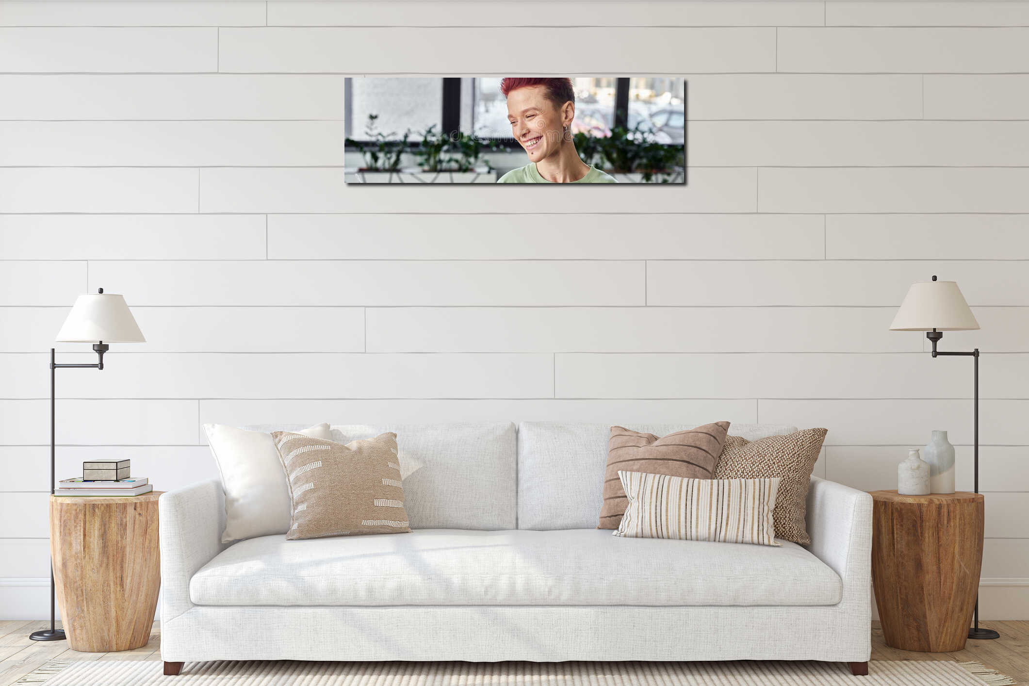 Canvas hanging interior mockup