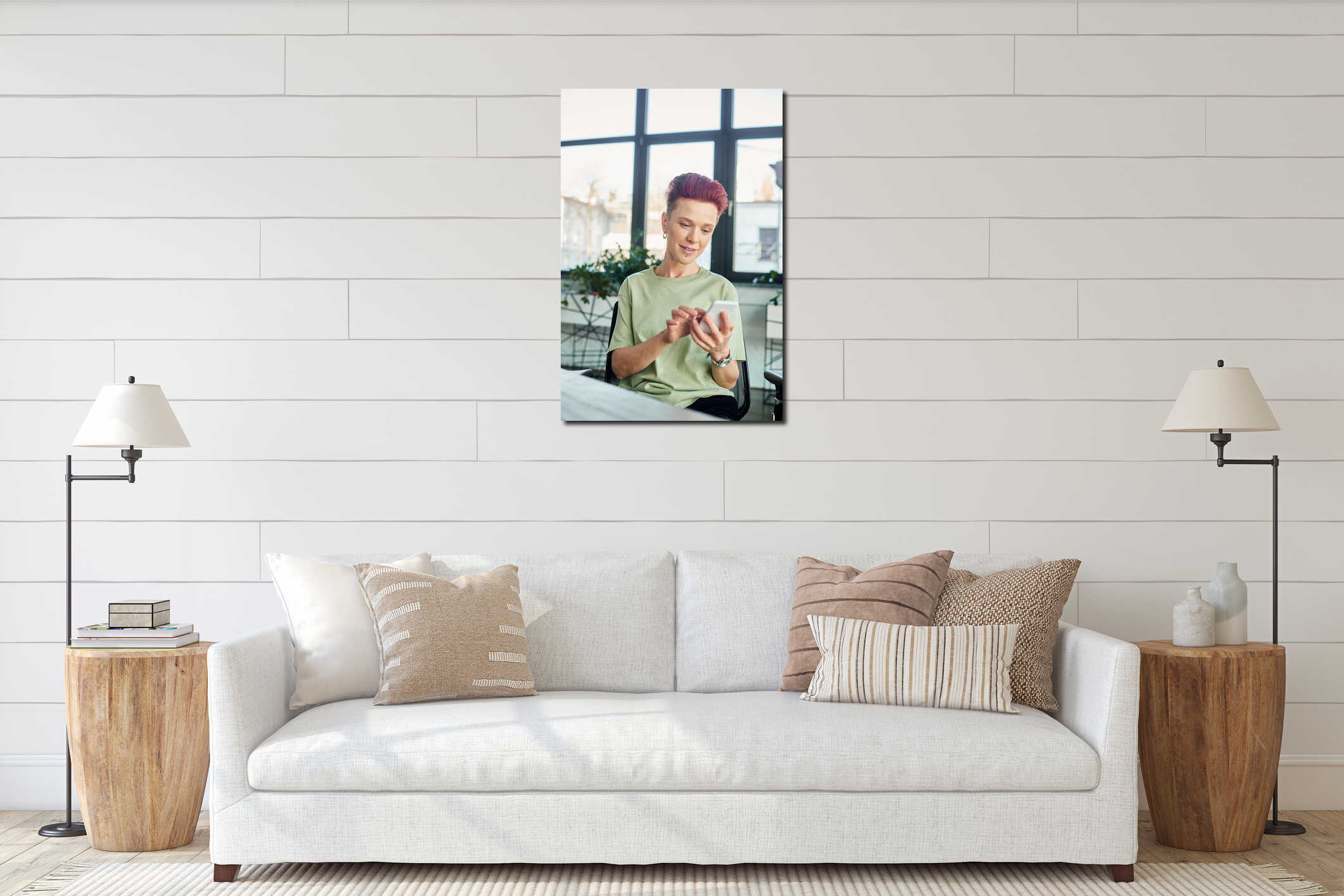 Canvas hanging interior mockup