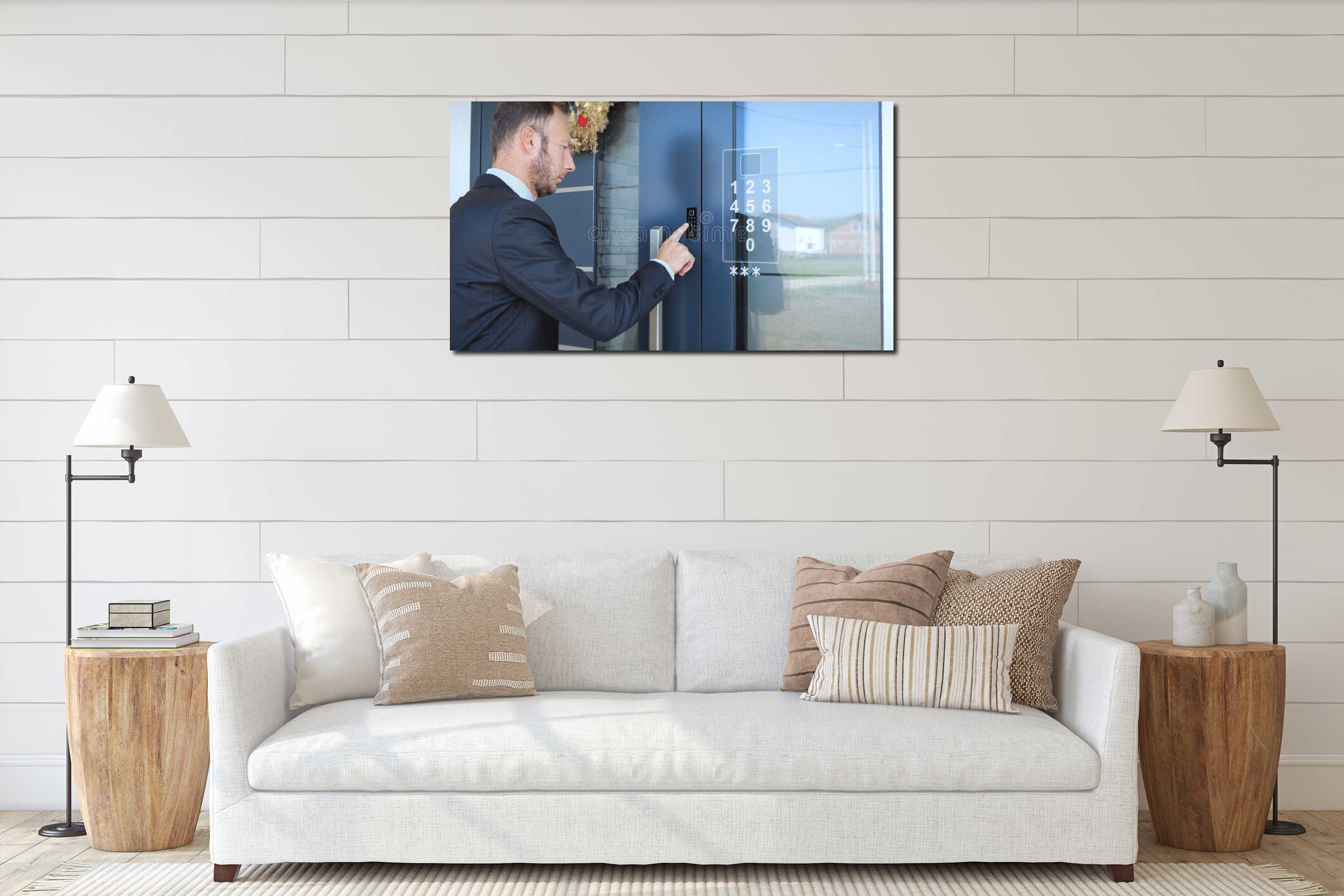 Canvas hanging interior mockup