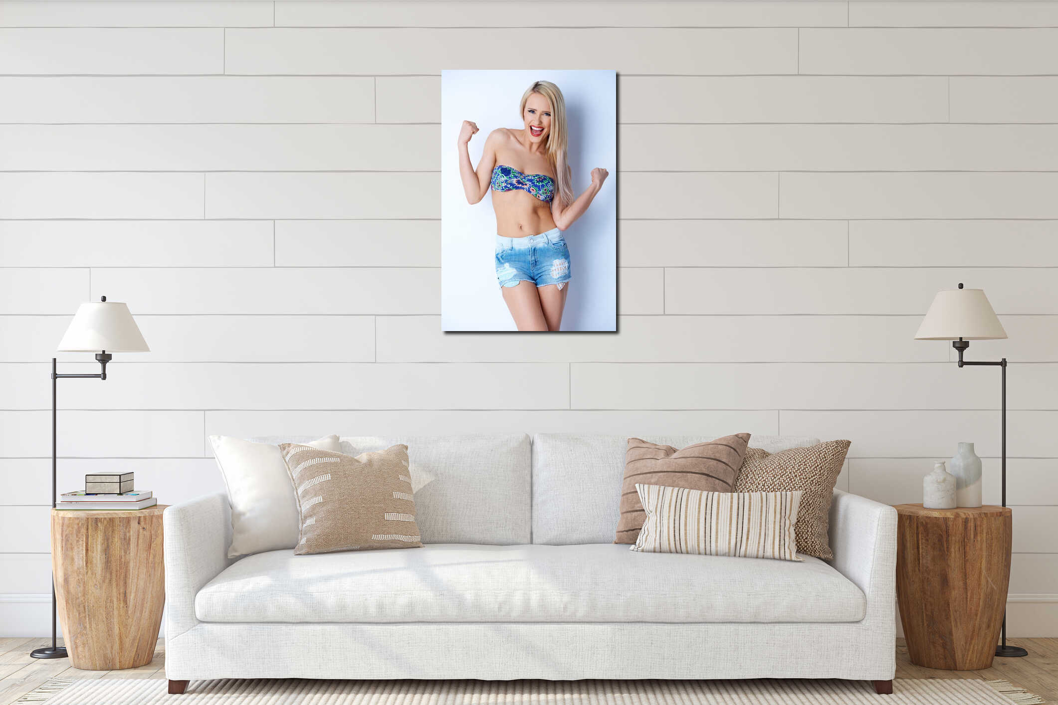 Canvas hanging interior mockup