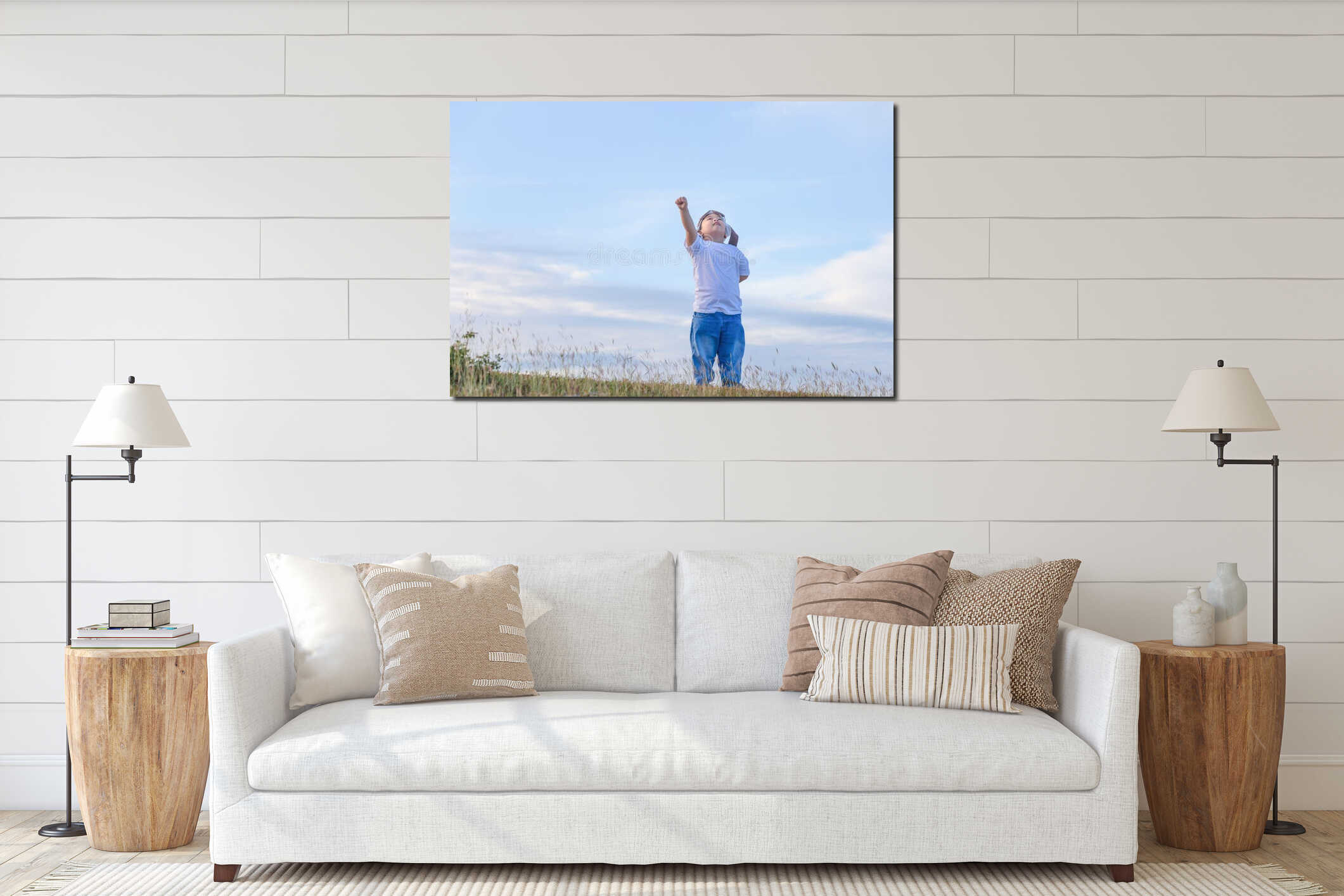 Canvas hanging interior mockup