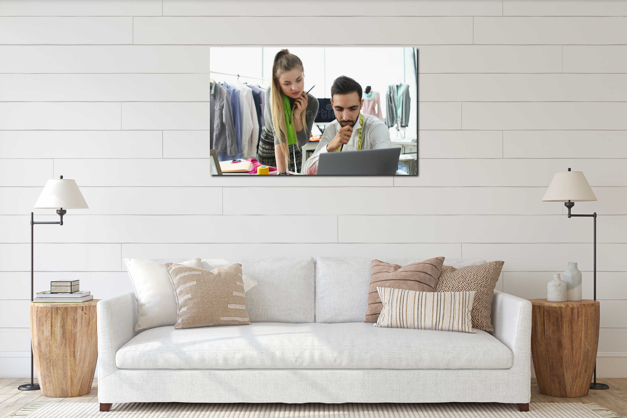 Canvas hanging interior mockup