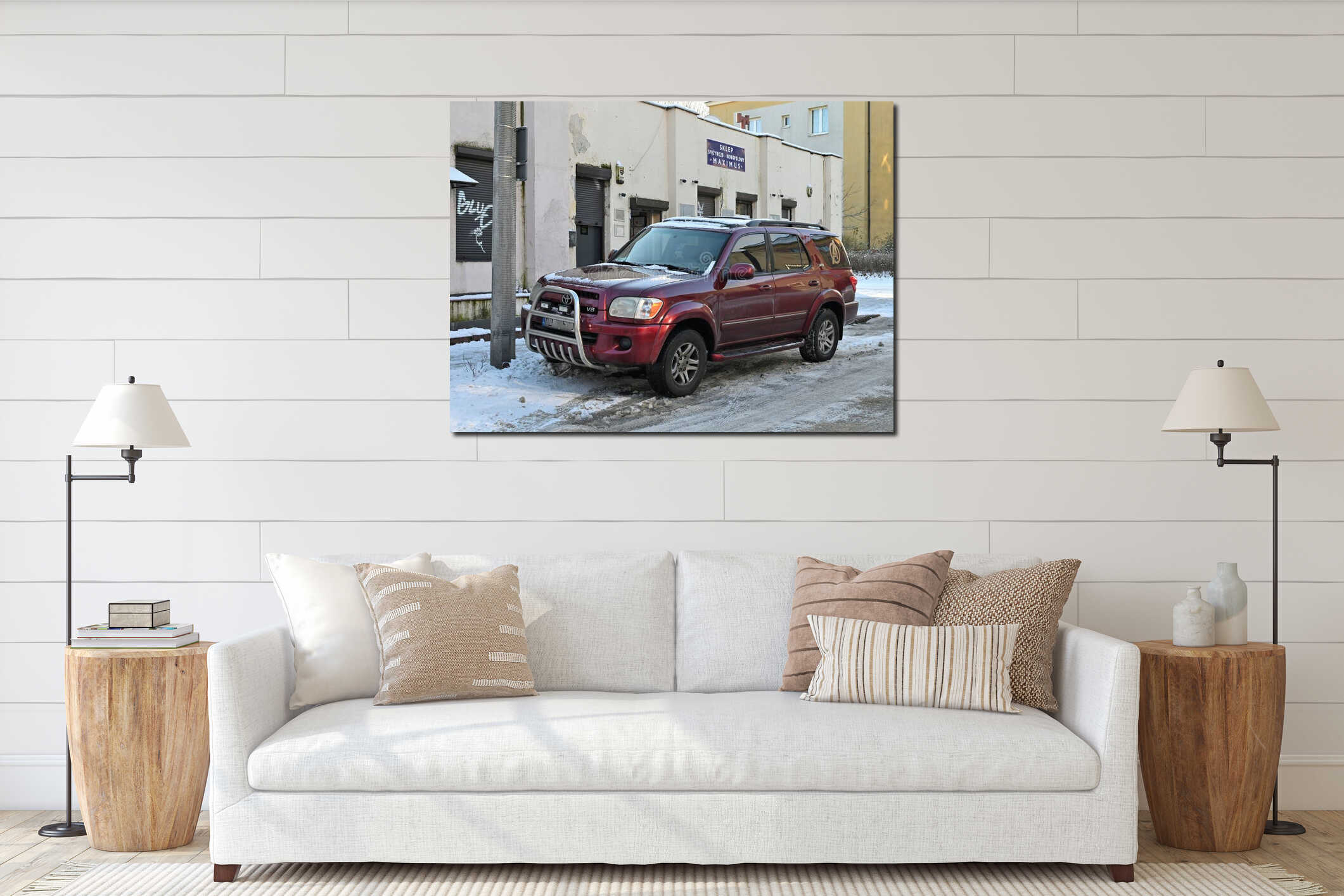 Canvas hanging interior mockup