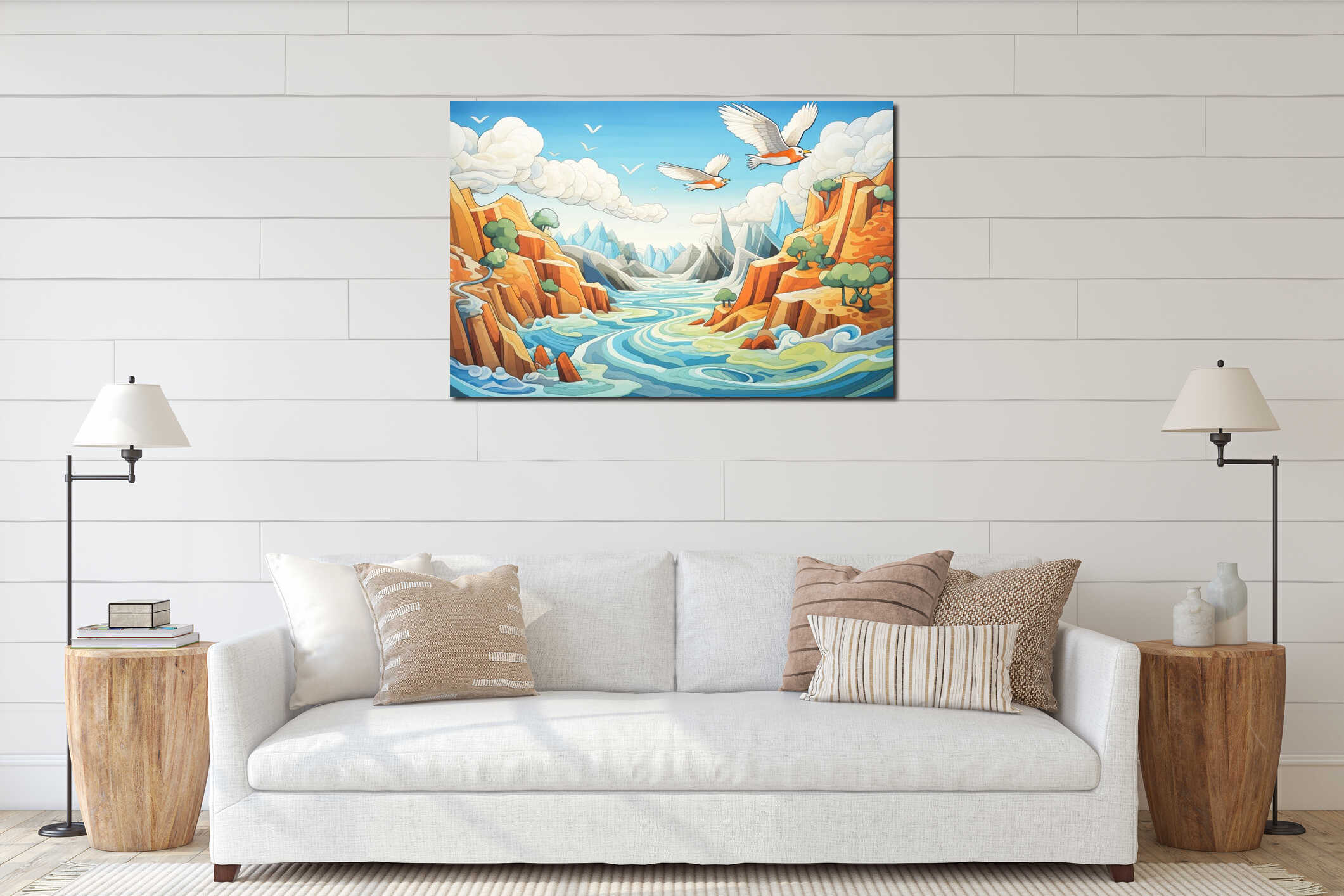 Canvas hanging interior mockup